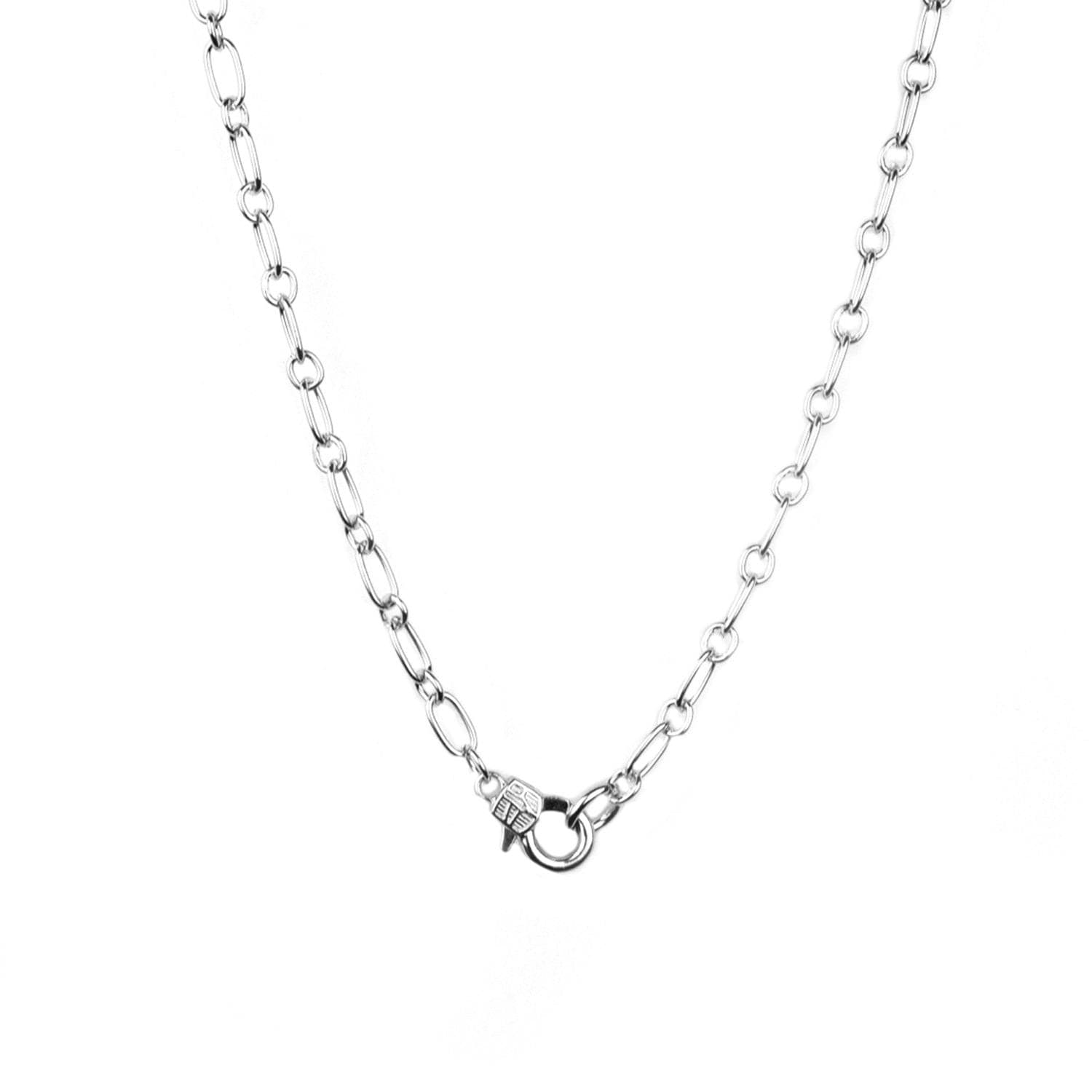 Mini Clasp Charm Necklace in Silver.