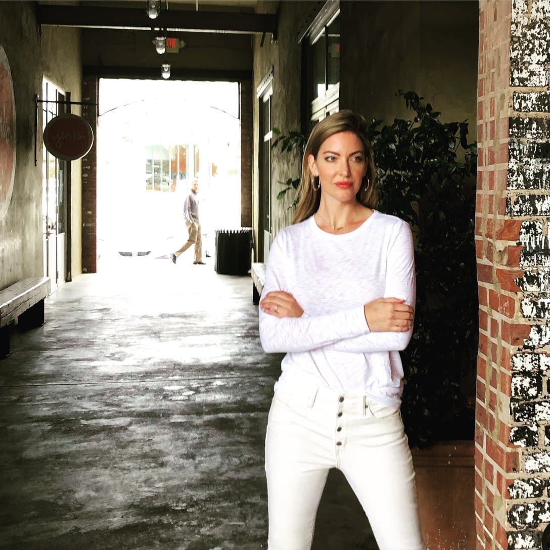 Erin Gray Long Sleeve CYA Crew in White Slub Tee.