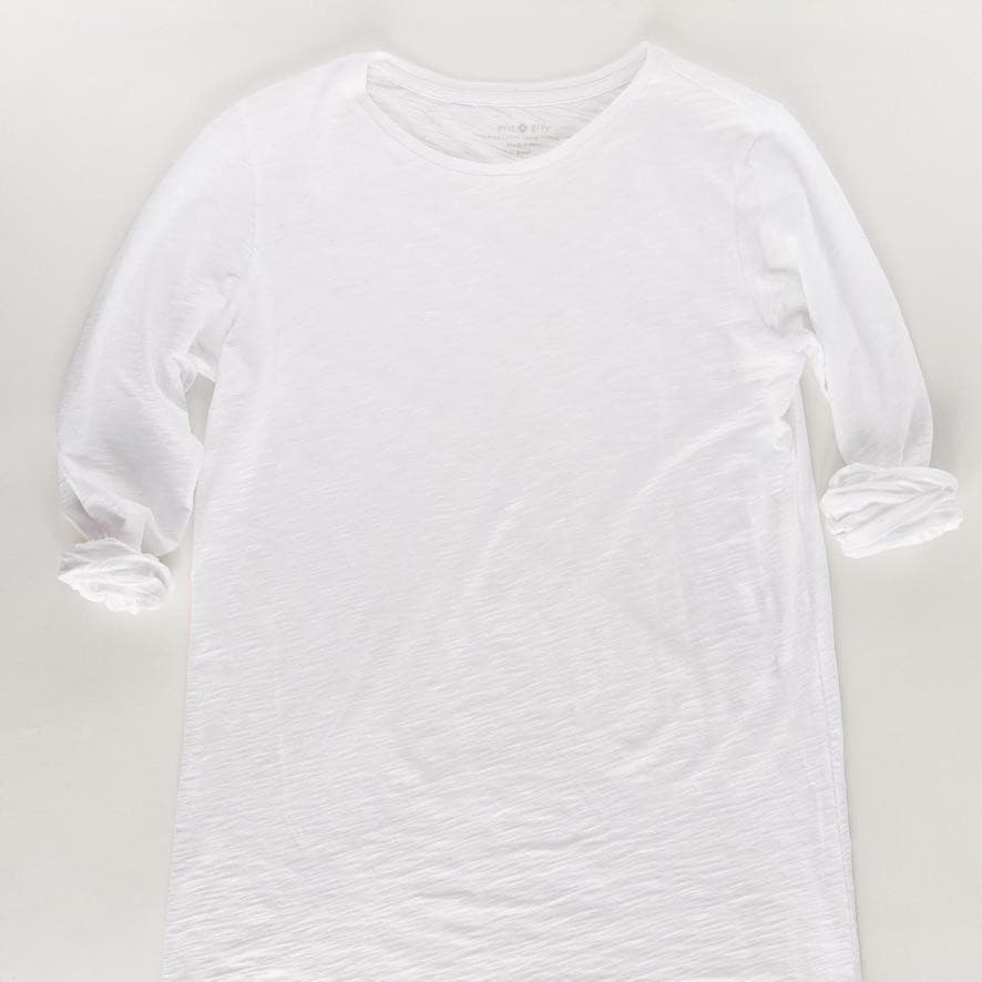 Erin Gray Long Sleeve CYA Crew in White Slub Tee.