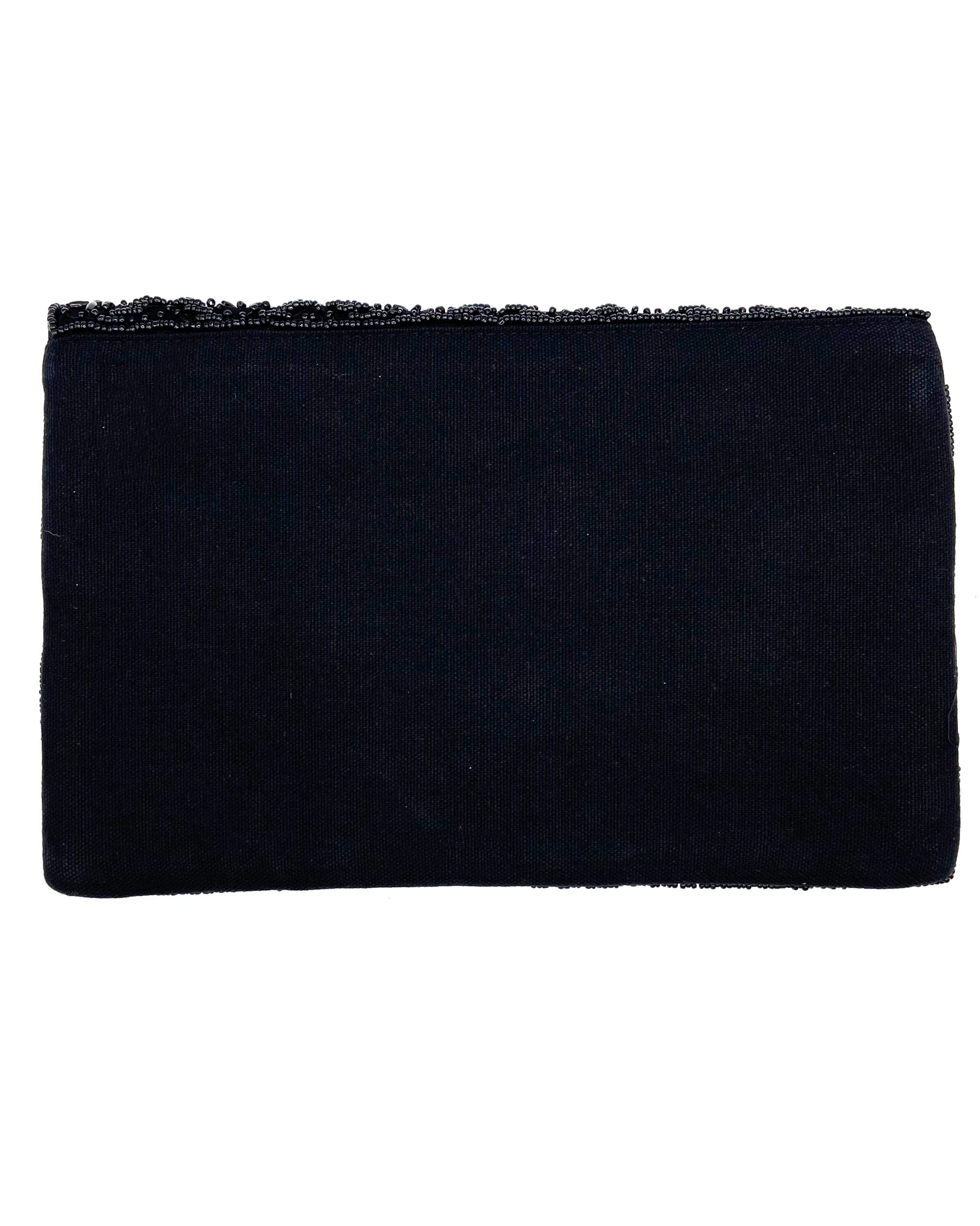 Black Scalloped Beaded Clutch.