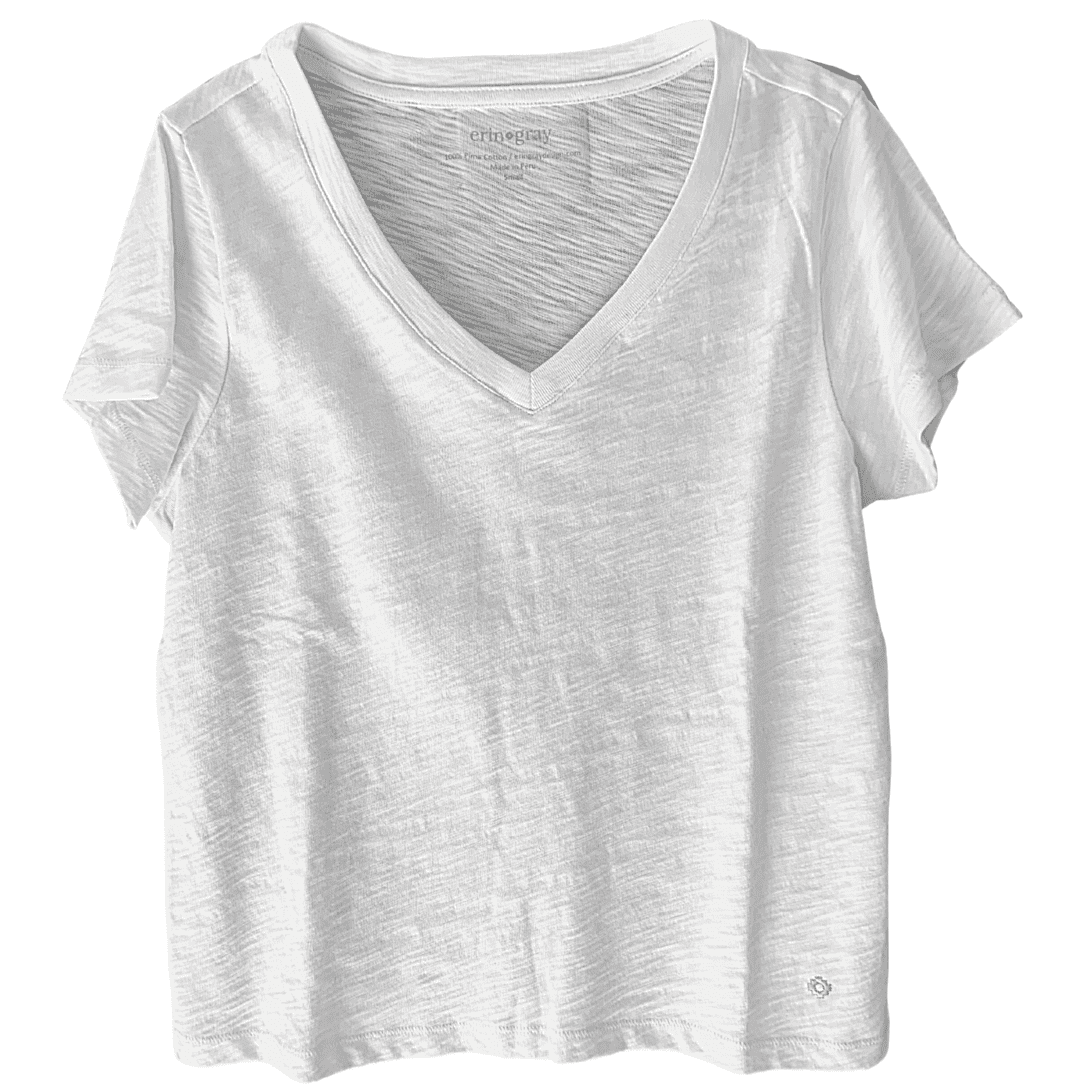 Erin Gray Low-key V Neck Tee in White.