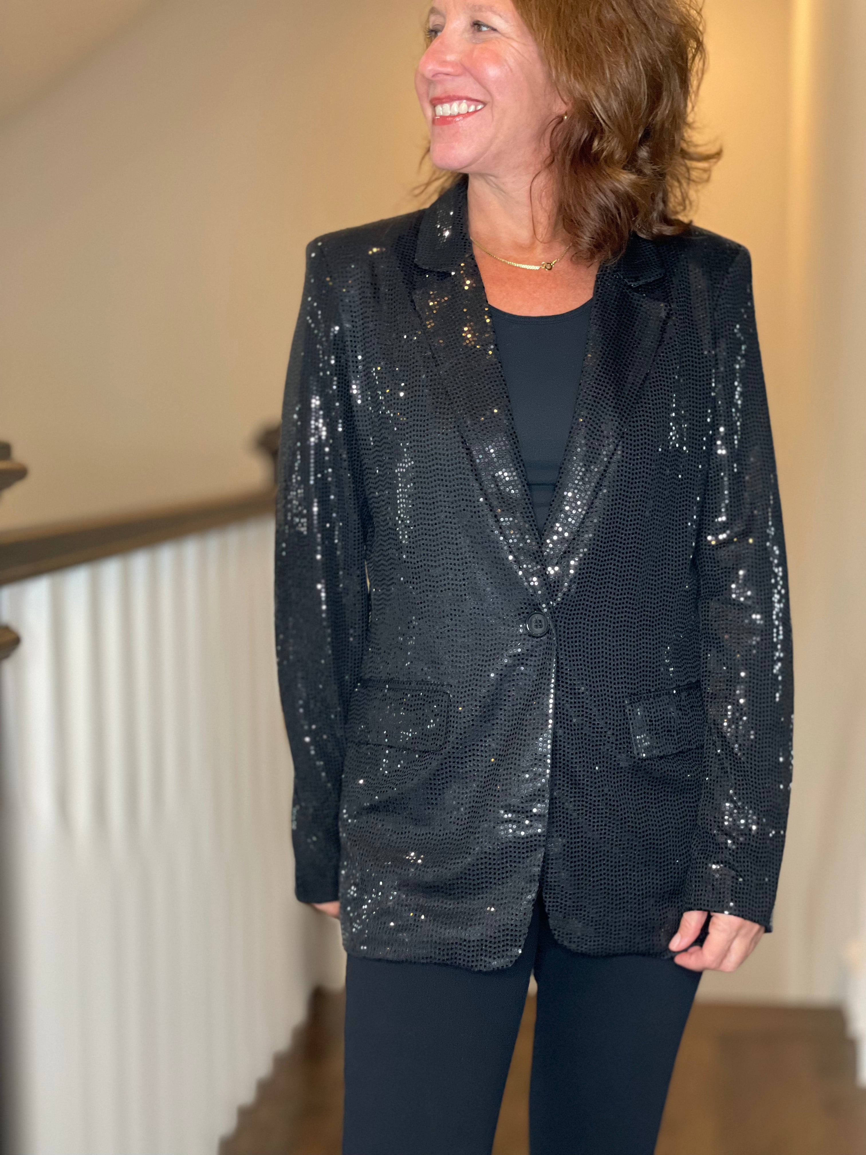 Esqualo Black Sequin Blazer.