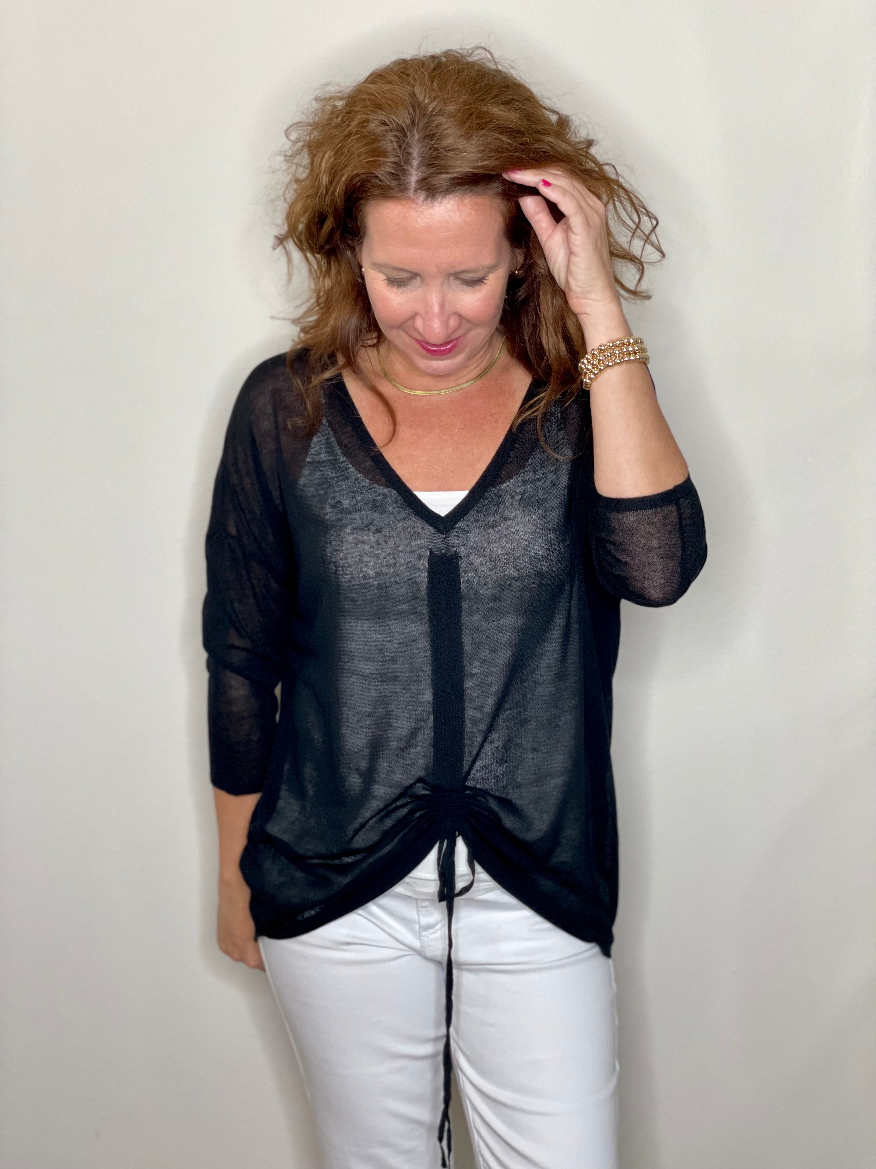 Raven Ruche Top in Black.