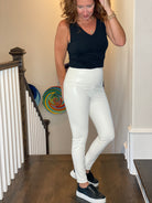 Lysse Textured Vegan Leather Leggings - Snow White.