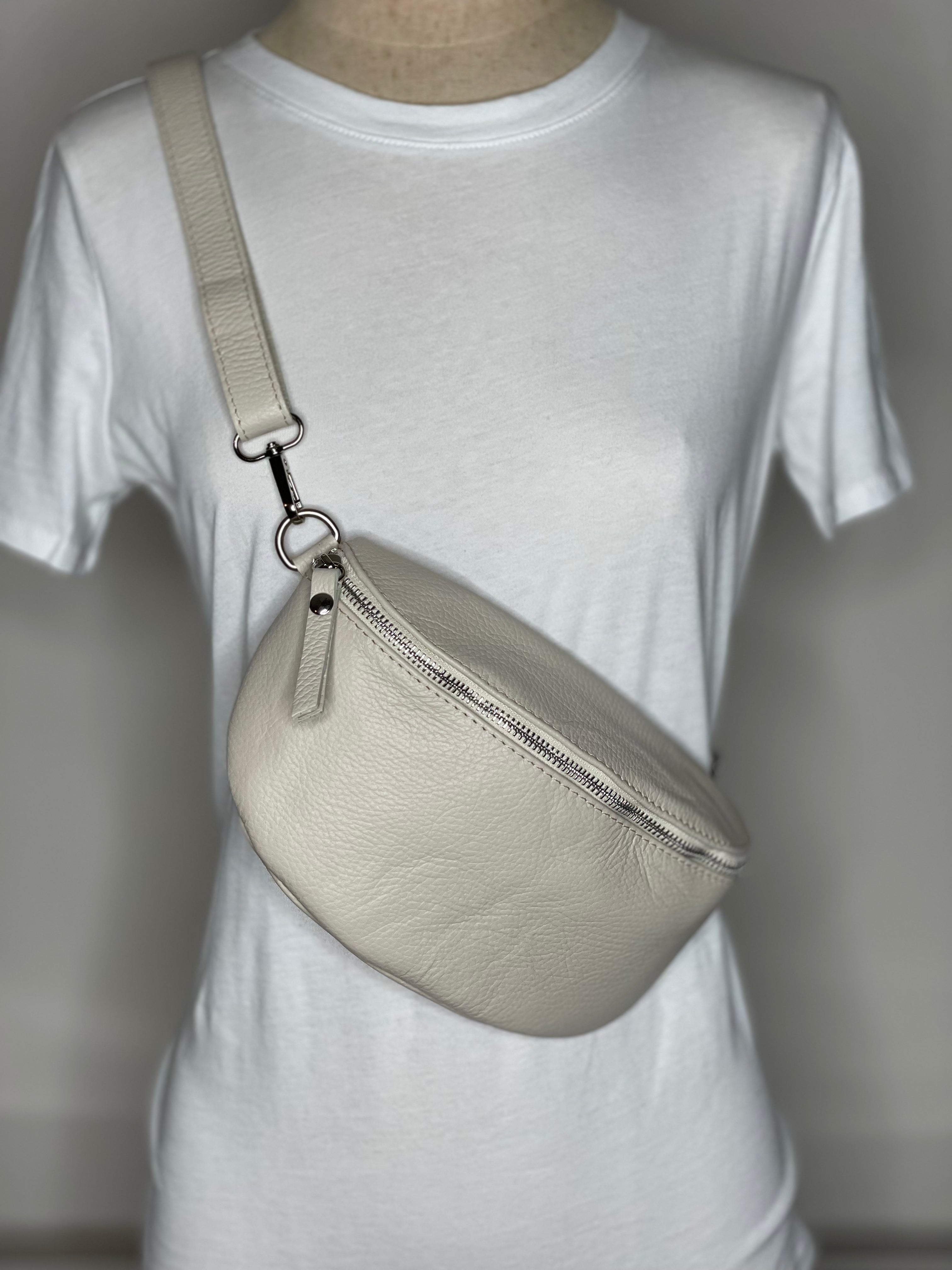 Leather Crossbody Bag in Buff.