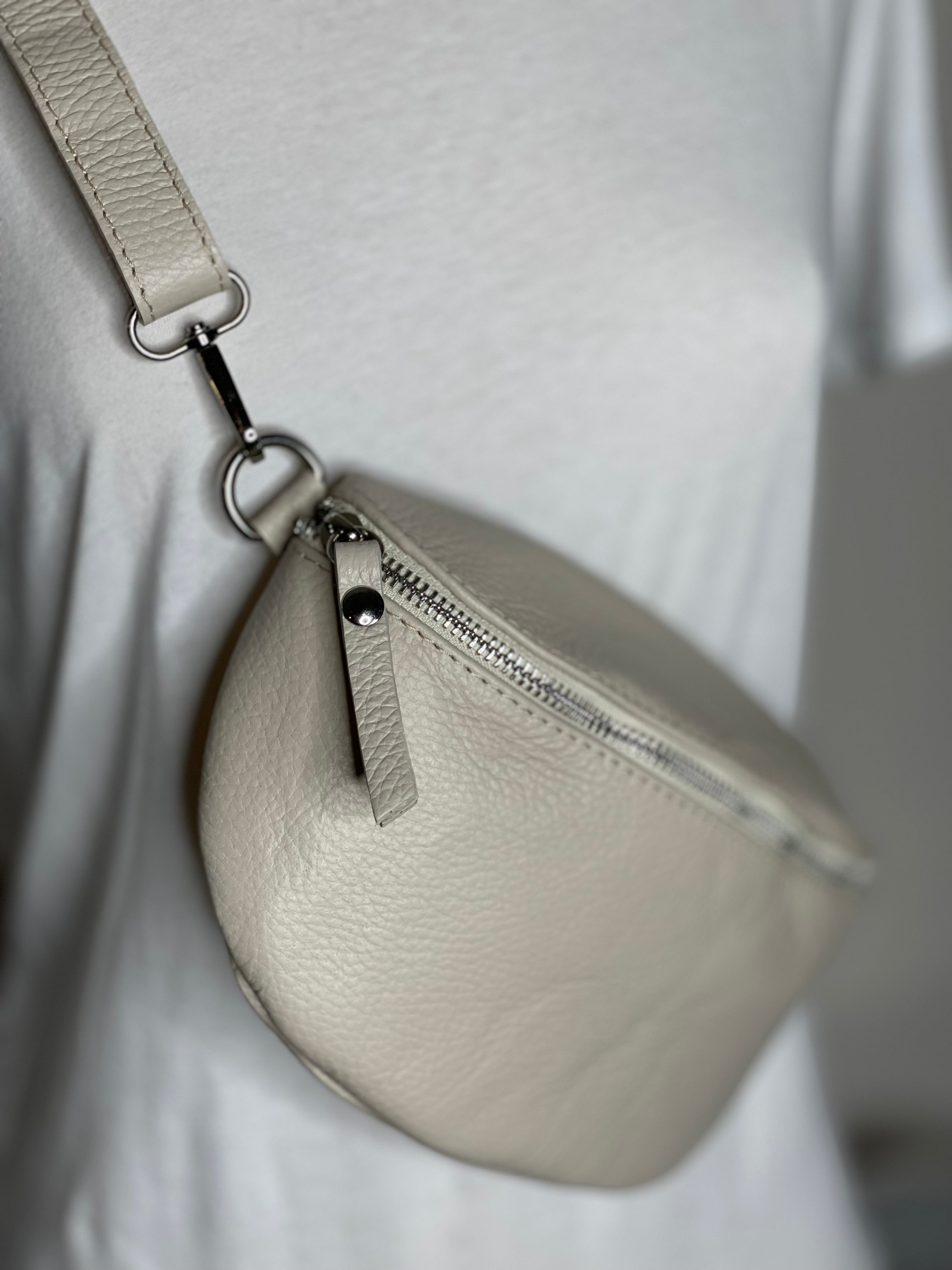 Leather Crossbody Bag in Buff.