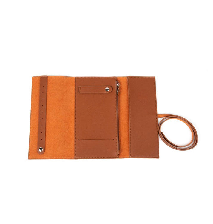 Abby Travel Jewelry Roll - Brown.