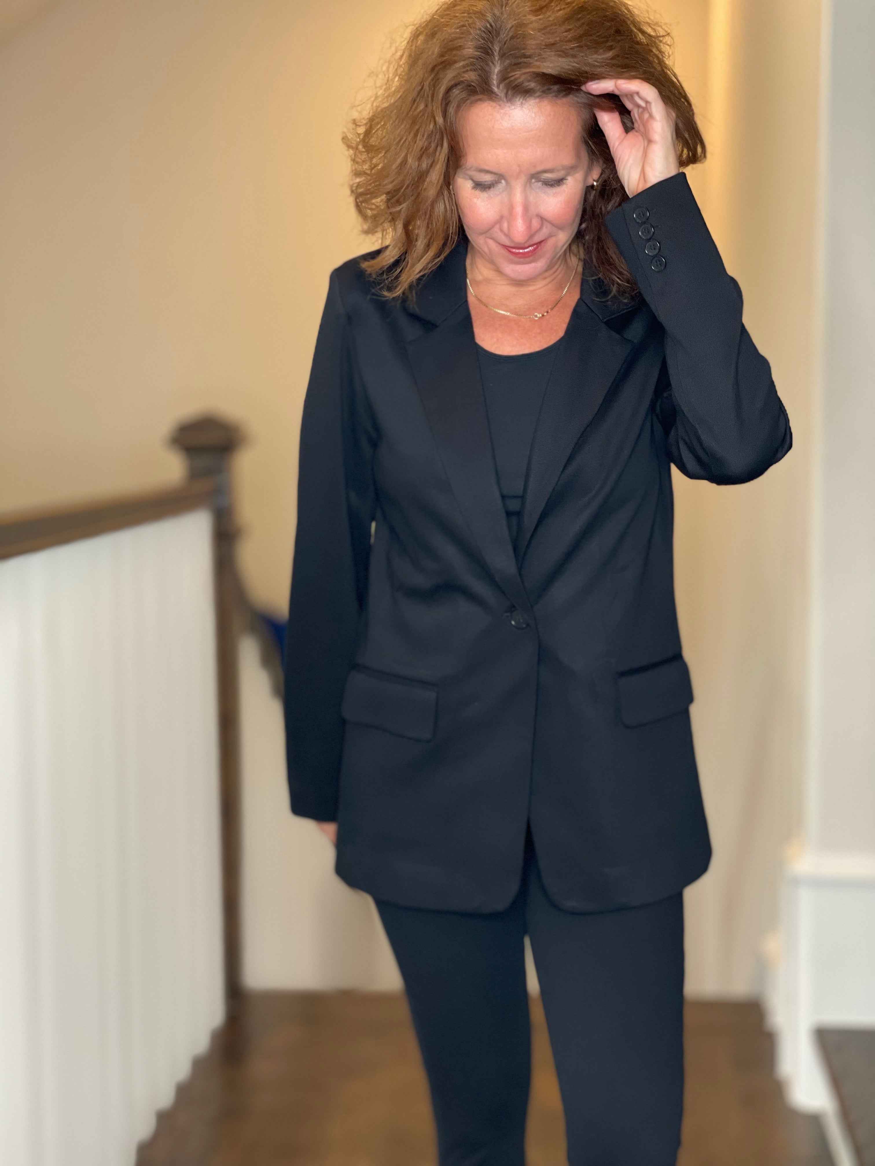 Esqualo Black Twill Blazer.