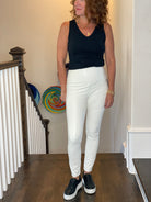 Lysse Textured Vegan Leather Leggings - Snow White.