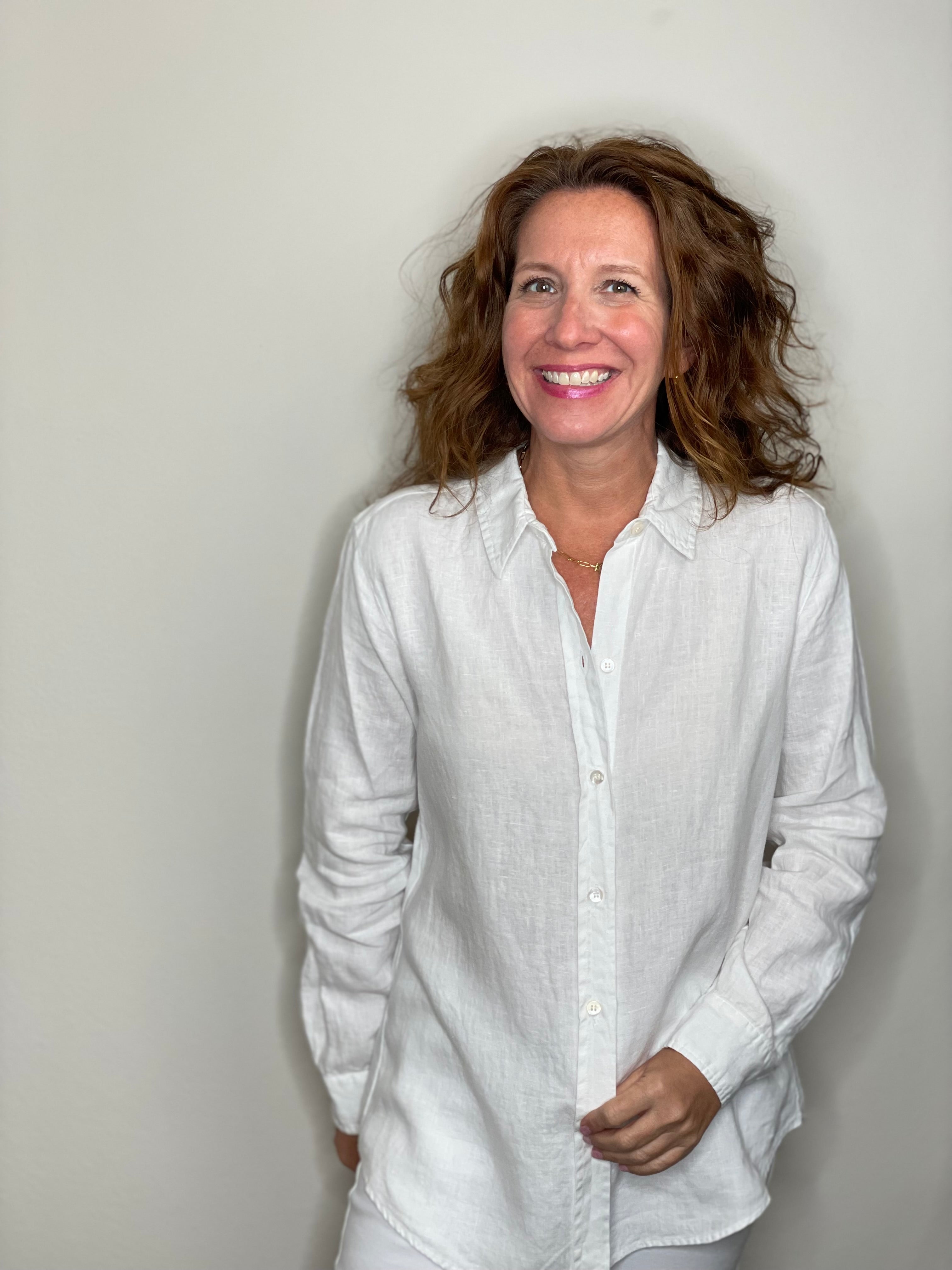 Pure Amici Button Down Linen Shirt in White.