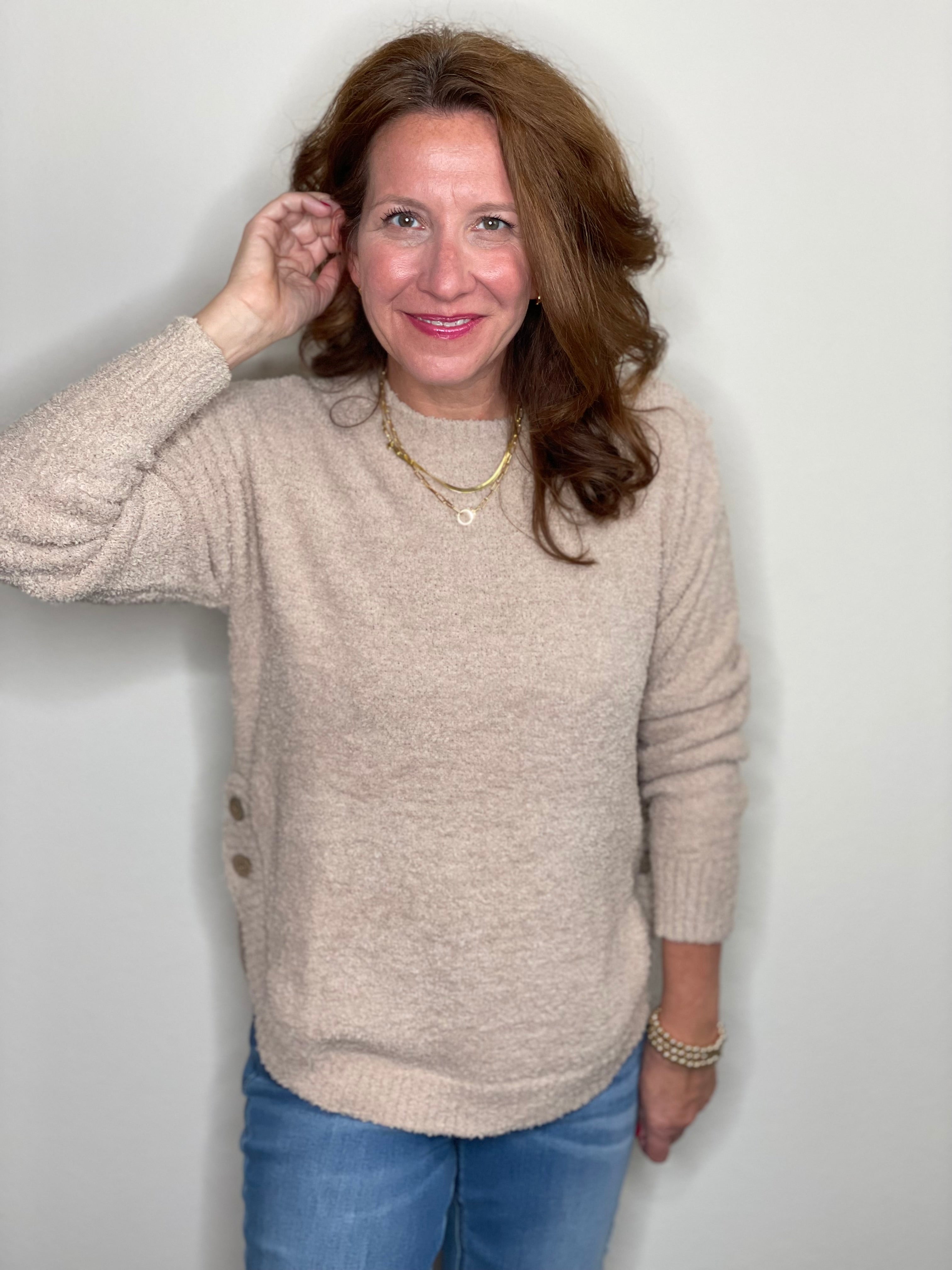 Plush Side Button Crew.