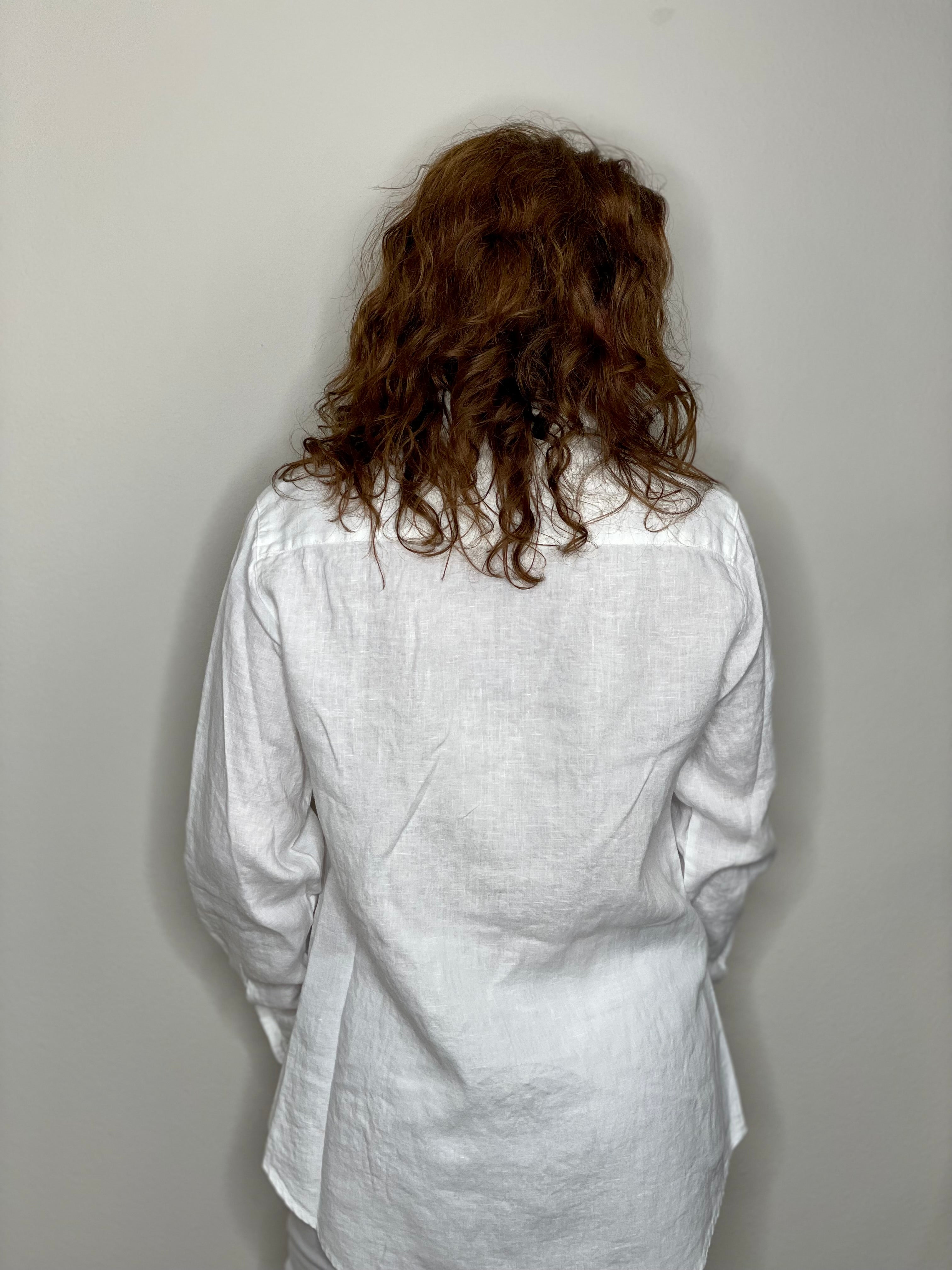 Pure Amici Button Down Linen Shirt in White.