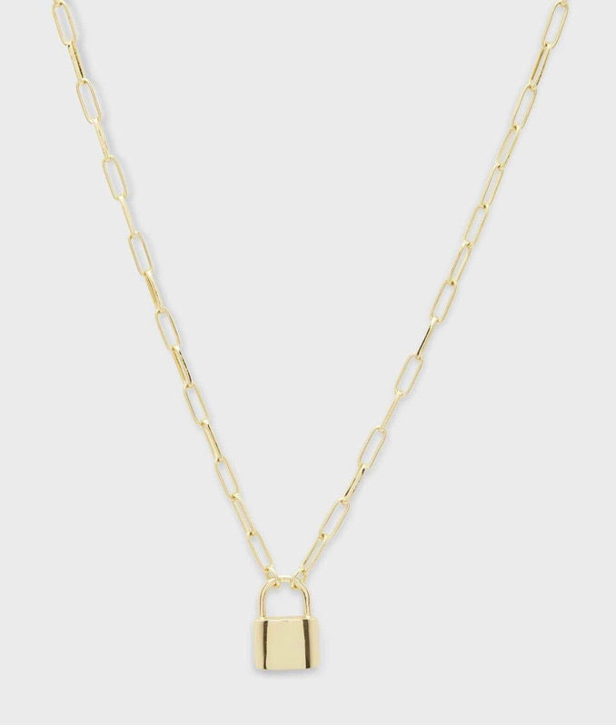 Kara Padlock Charm Necklace (gold).