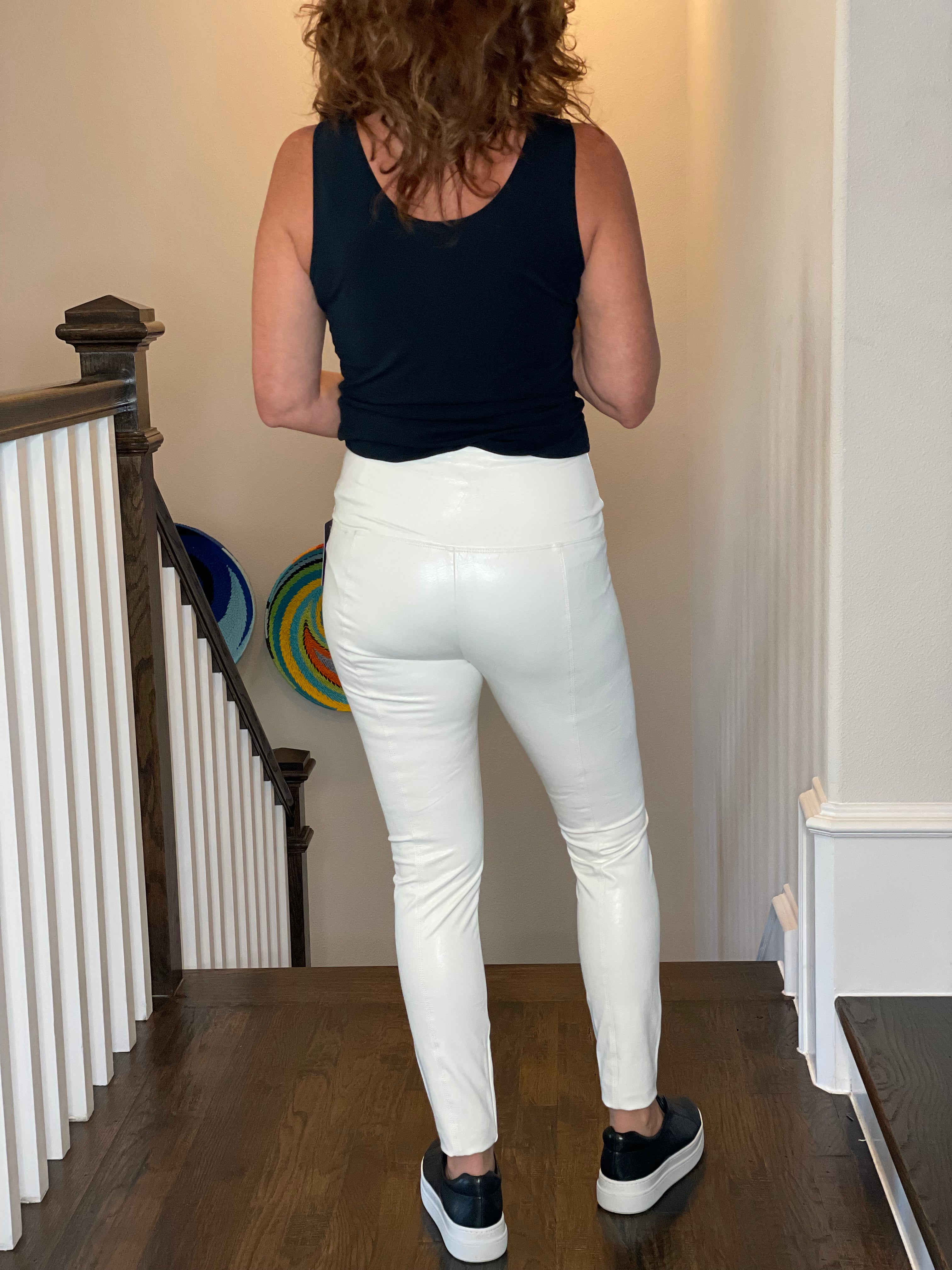 Lysse Textured Vegan Leather Leggings - Snow White.