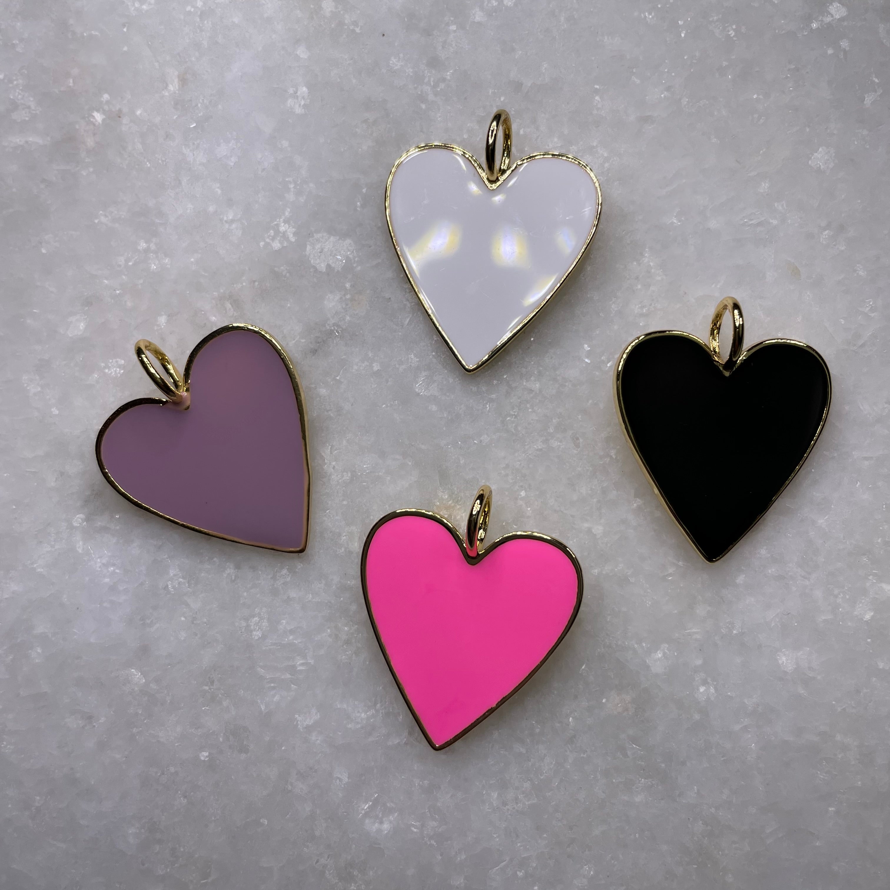 Large Enamel Heart Charms-Assorted.
