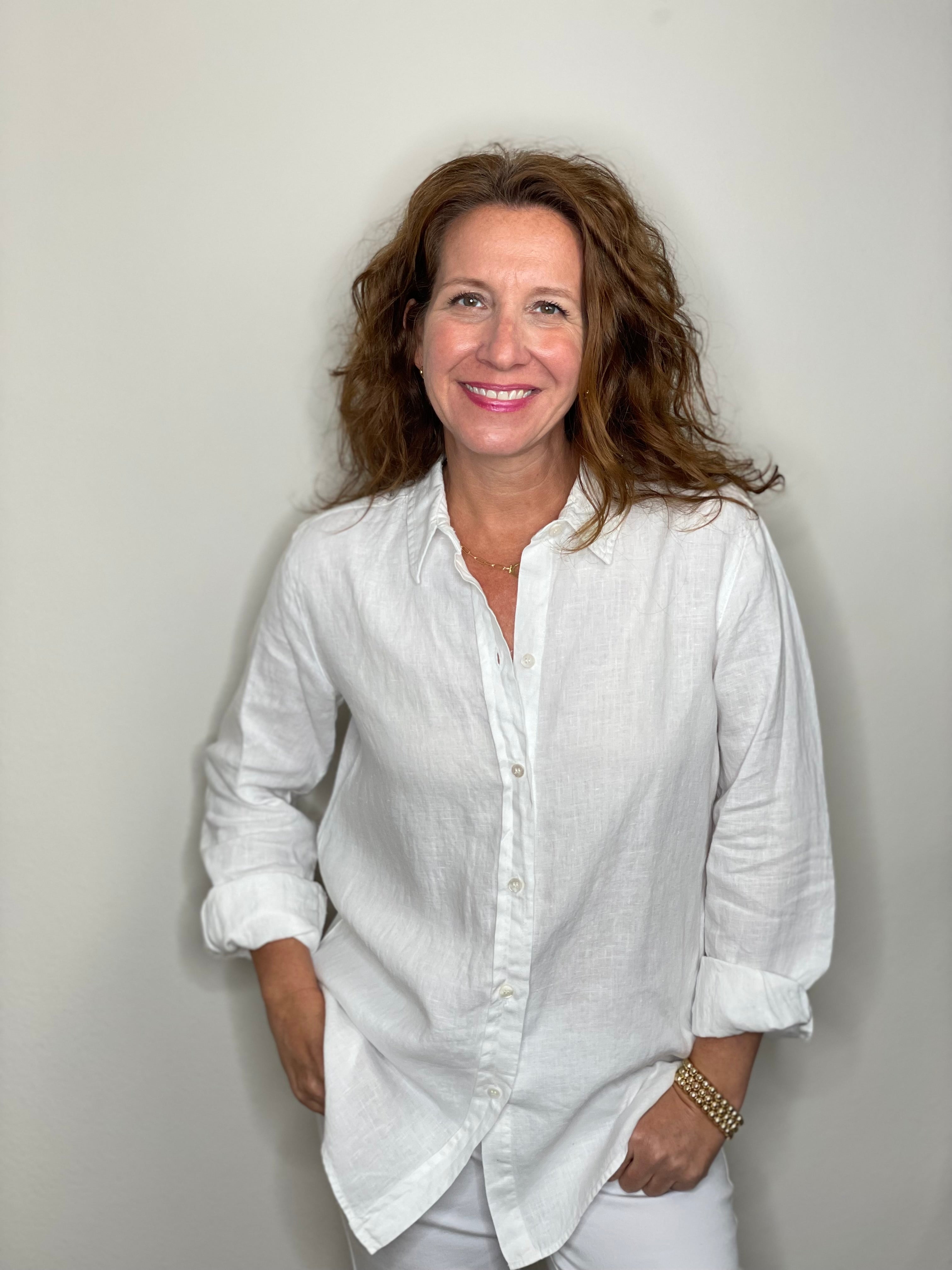 Pure Amici Button Down Linen Shirt in White.