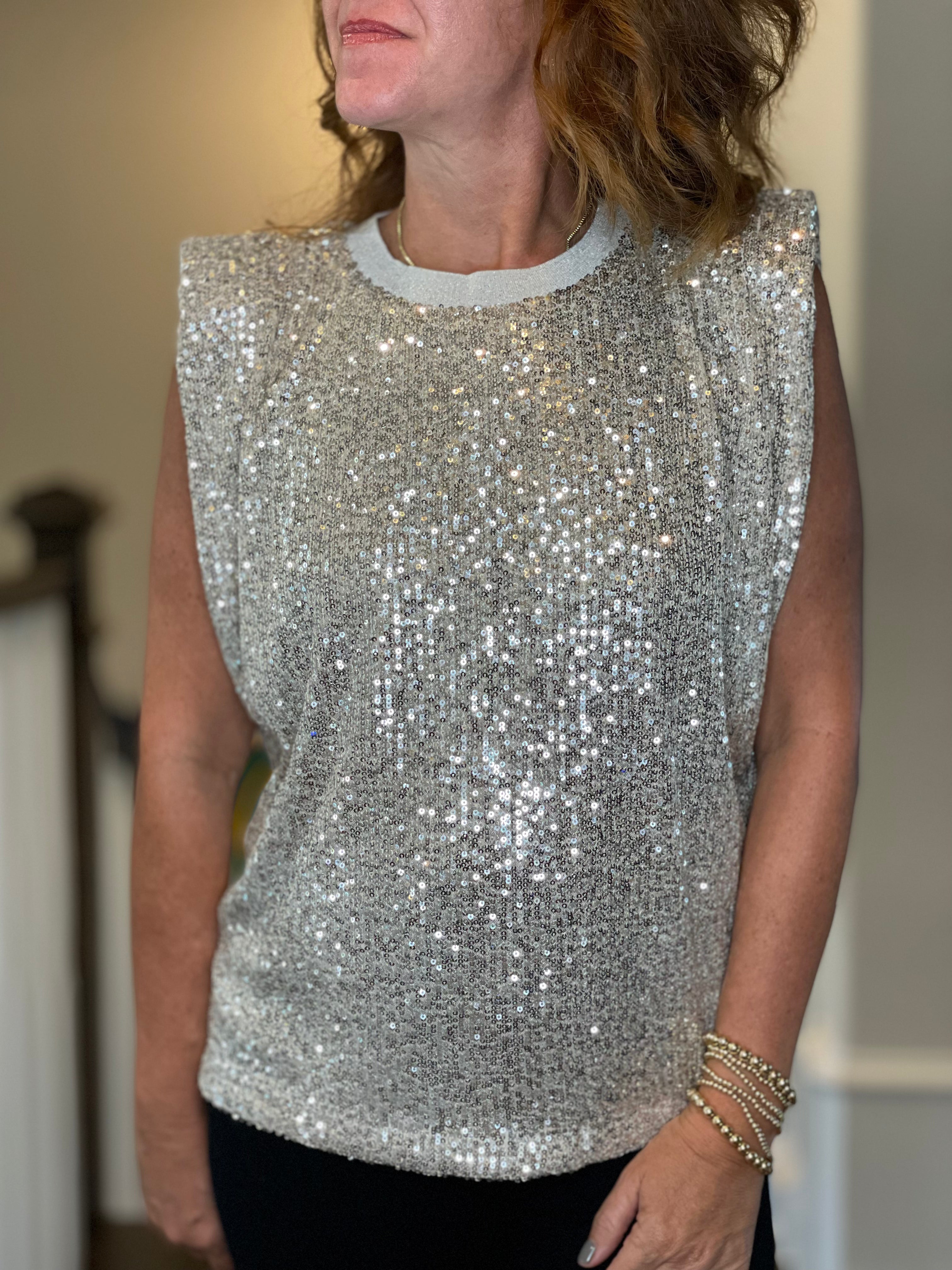 Sequin Sleeveless Top.