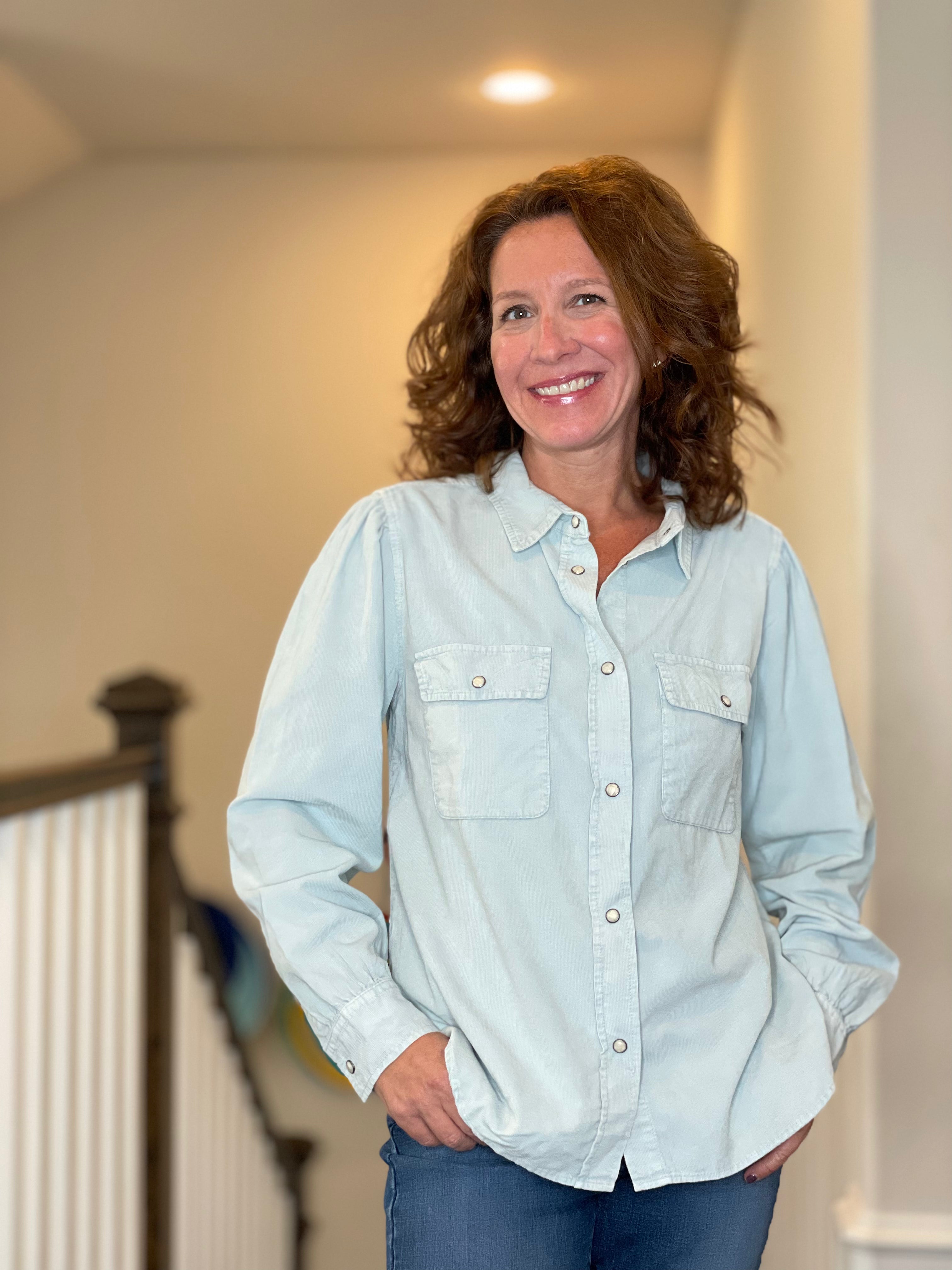 Dylan Baby Cord Harper Shirt in Sioux Sky.