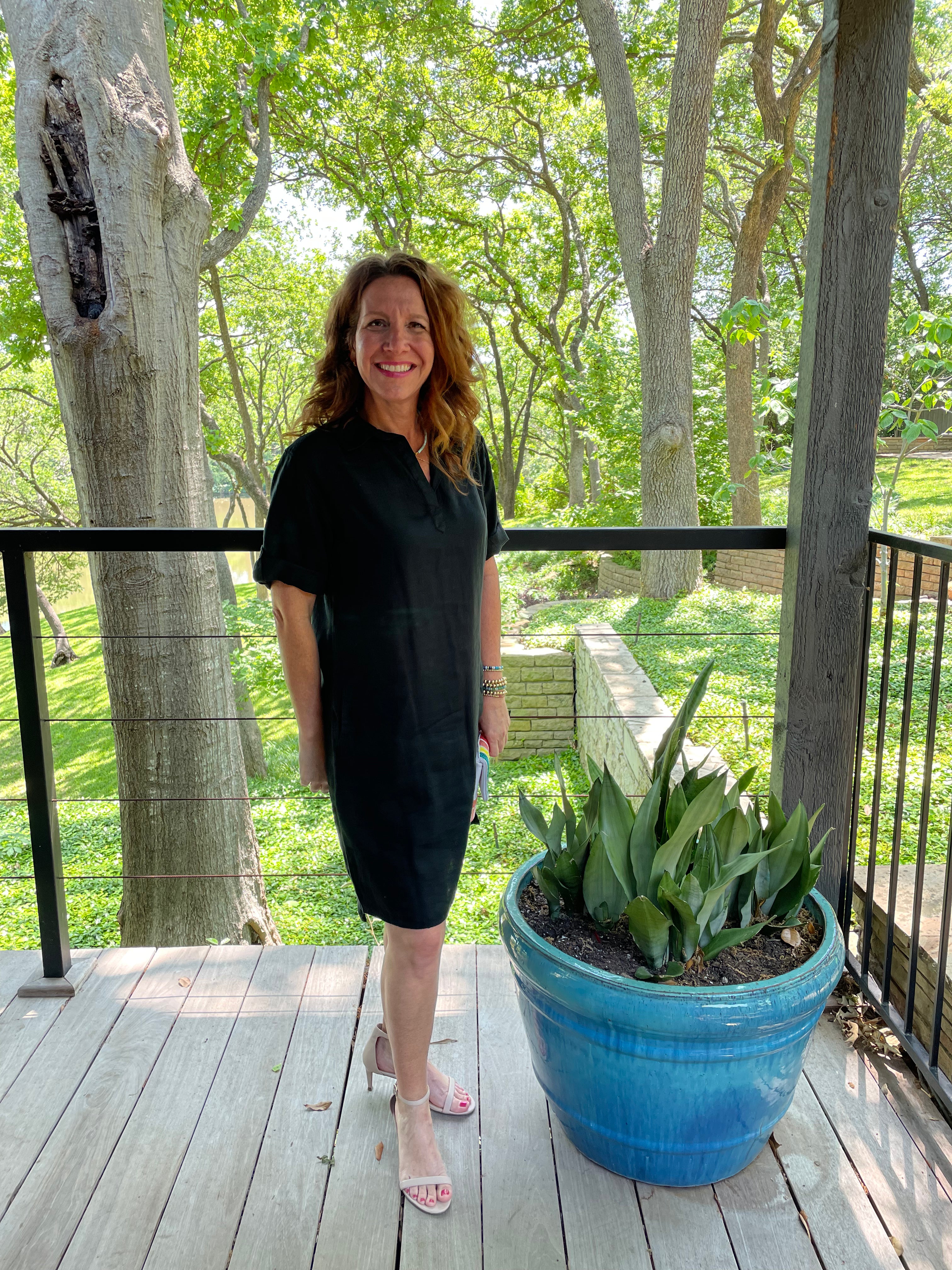 Pure Amici Linen Dress in Black.