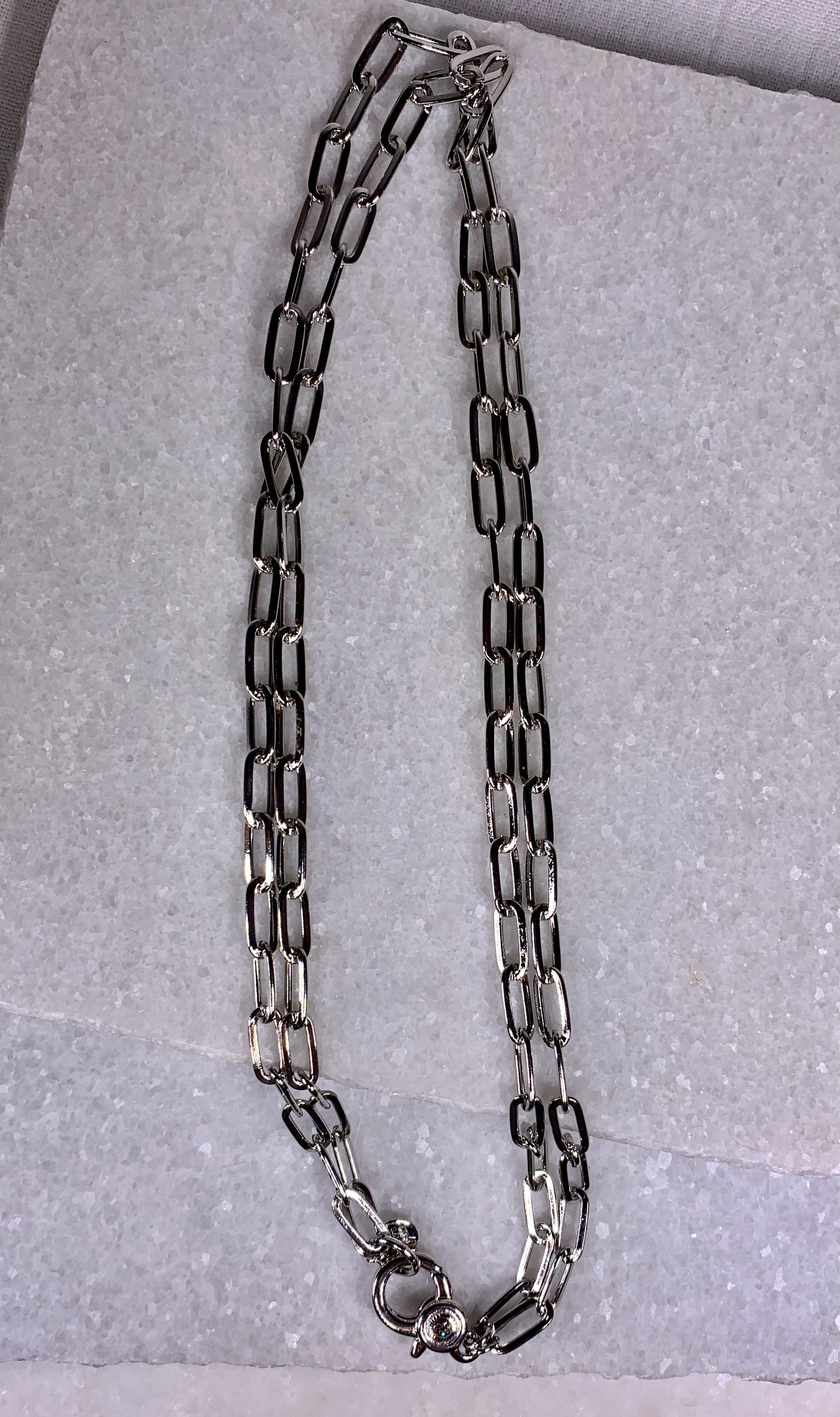 Silver Link Chain w/Charm Clasp - 36" adjustable.
