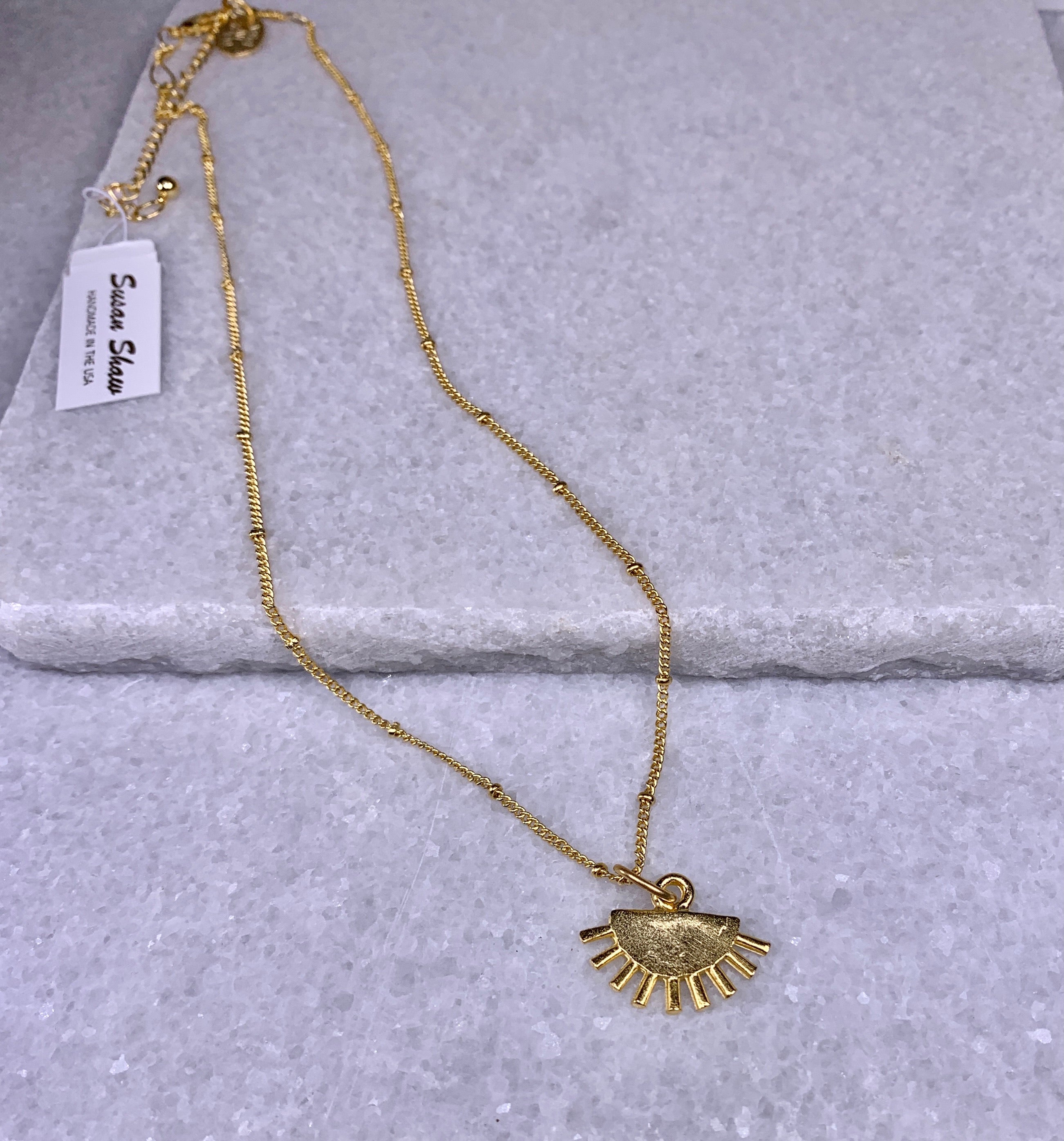 Susan Shaw Dainty Geometric Sun Necklace.