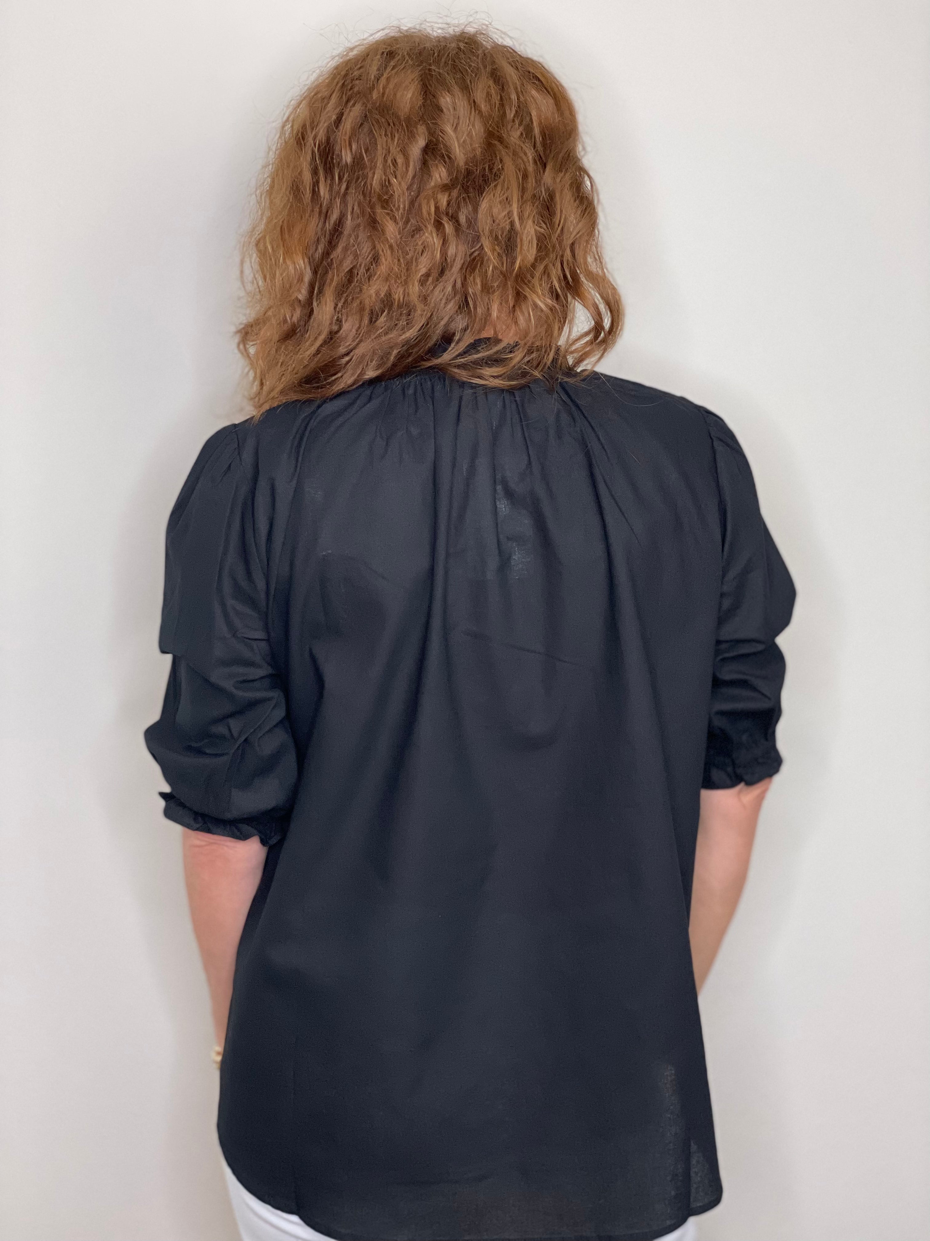 Caryn Lawn Erin Top in Black.