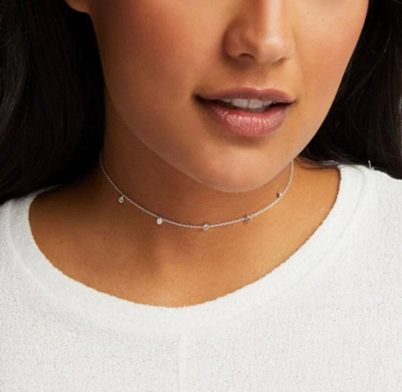 5 Disc Choker Necklace (silver).