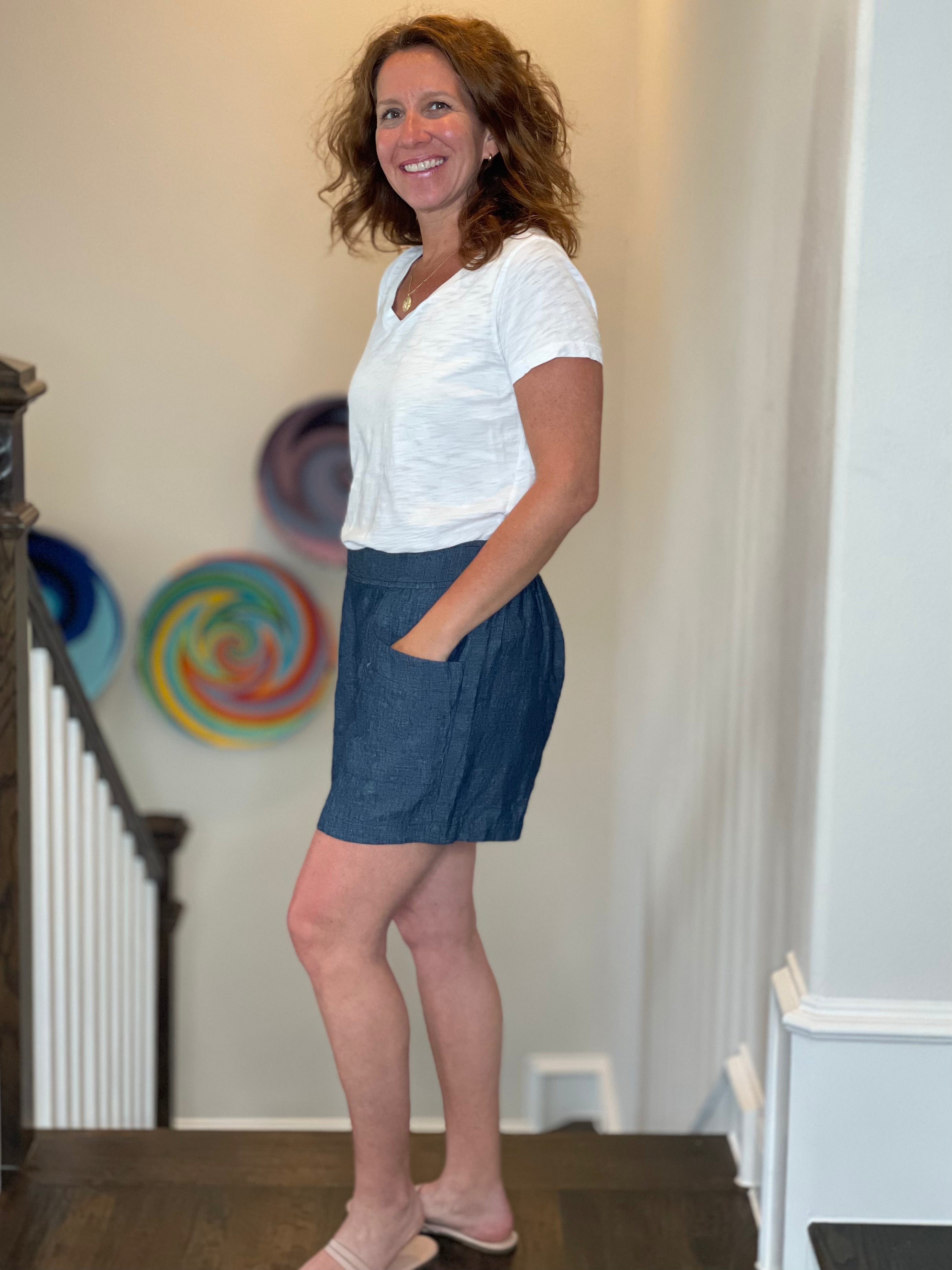 Ivy Jane Chambray Linen Shorts.