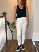 Lysse Textured Vegan Leather Leggings - Snow White.