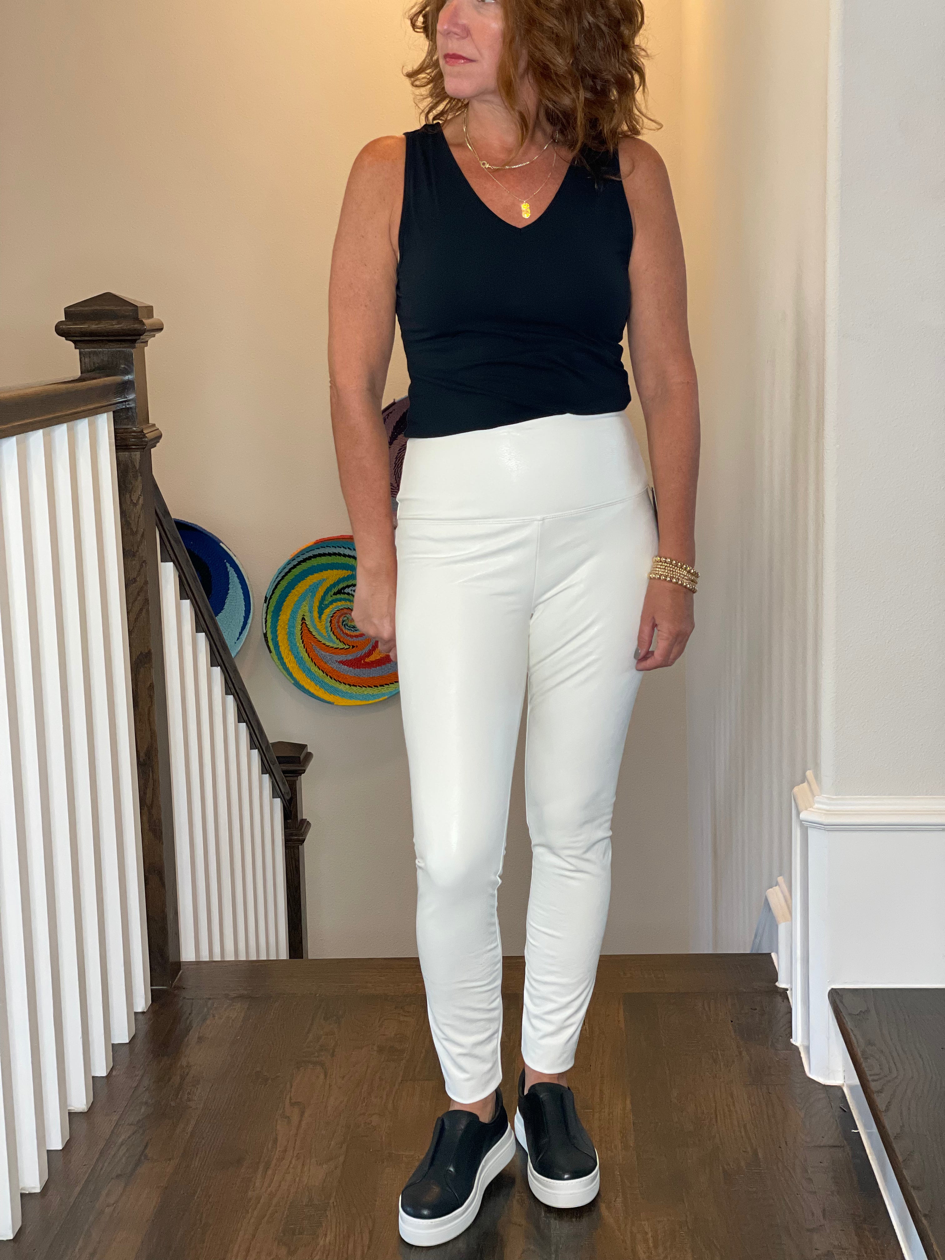 Lysse Textured Vegan Leather Leggings - Snow White.