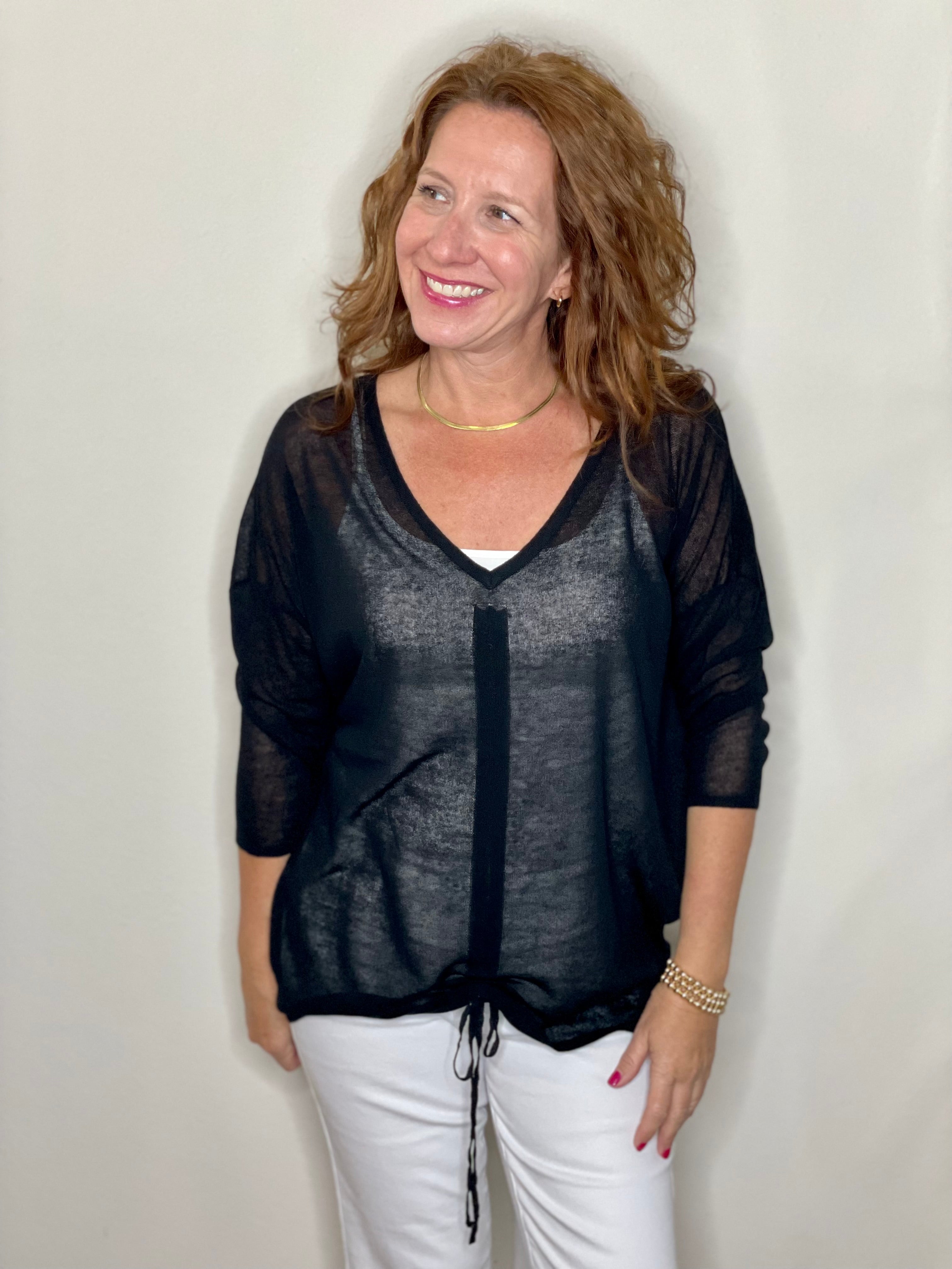 Raven Ruche Top in Black.