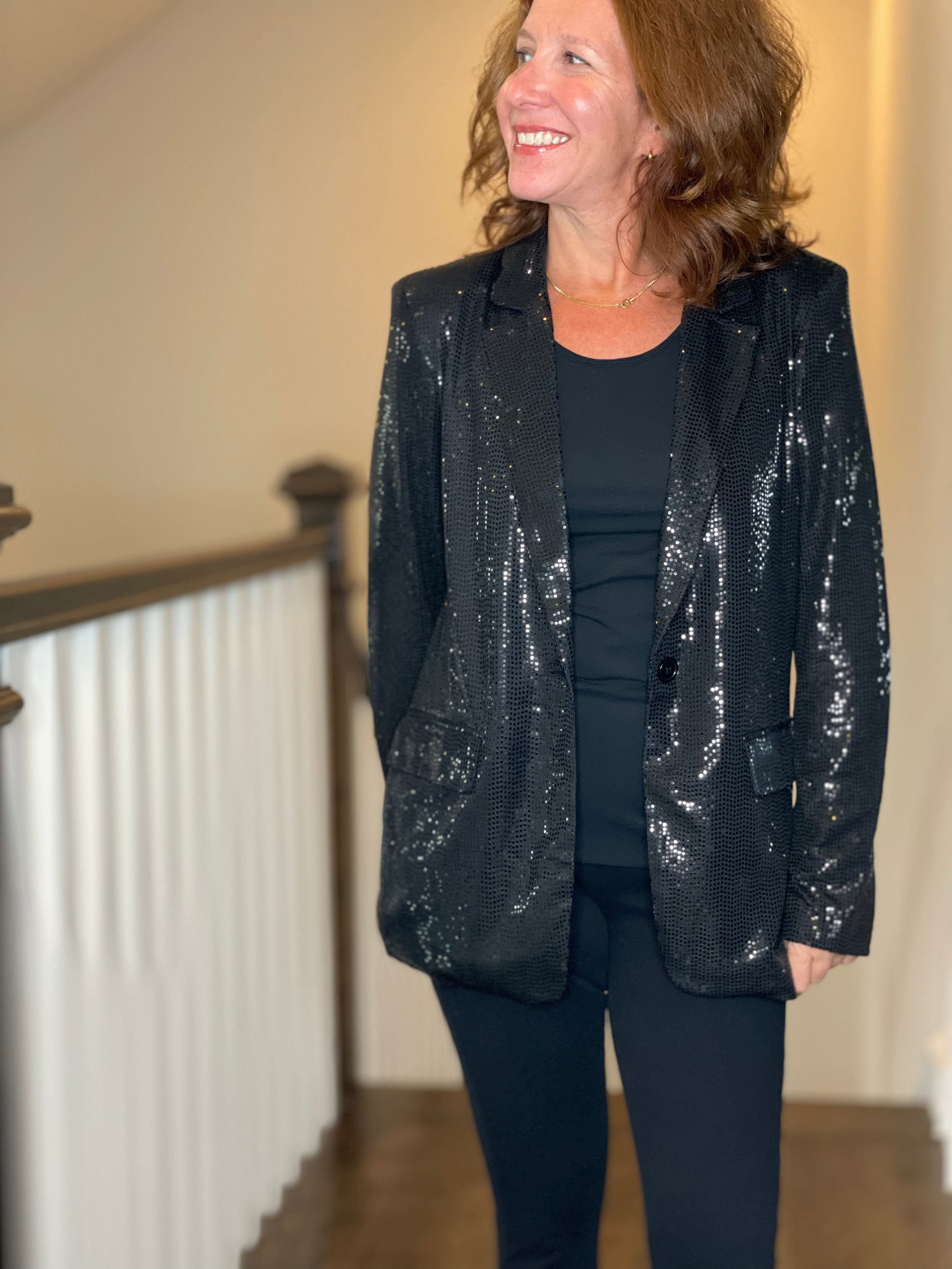 Esqualo Black Sequin Blazer.