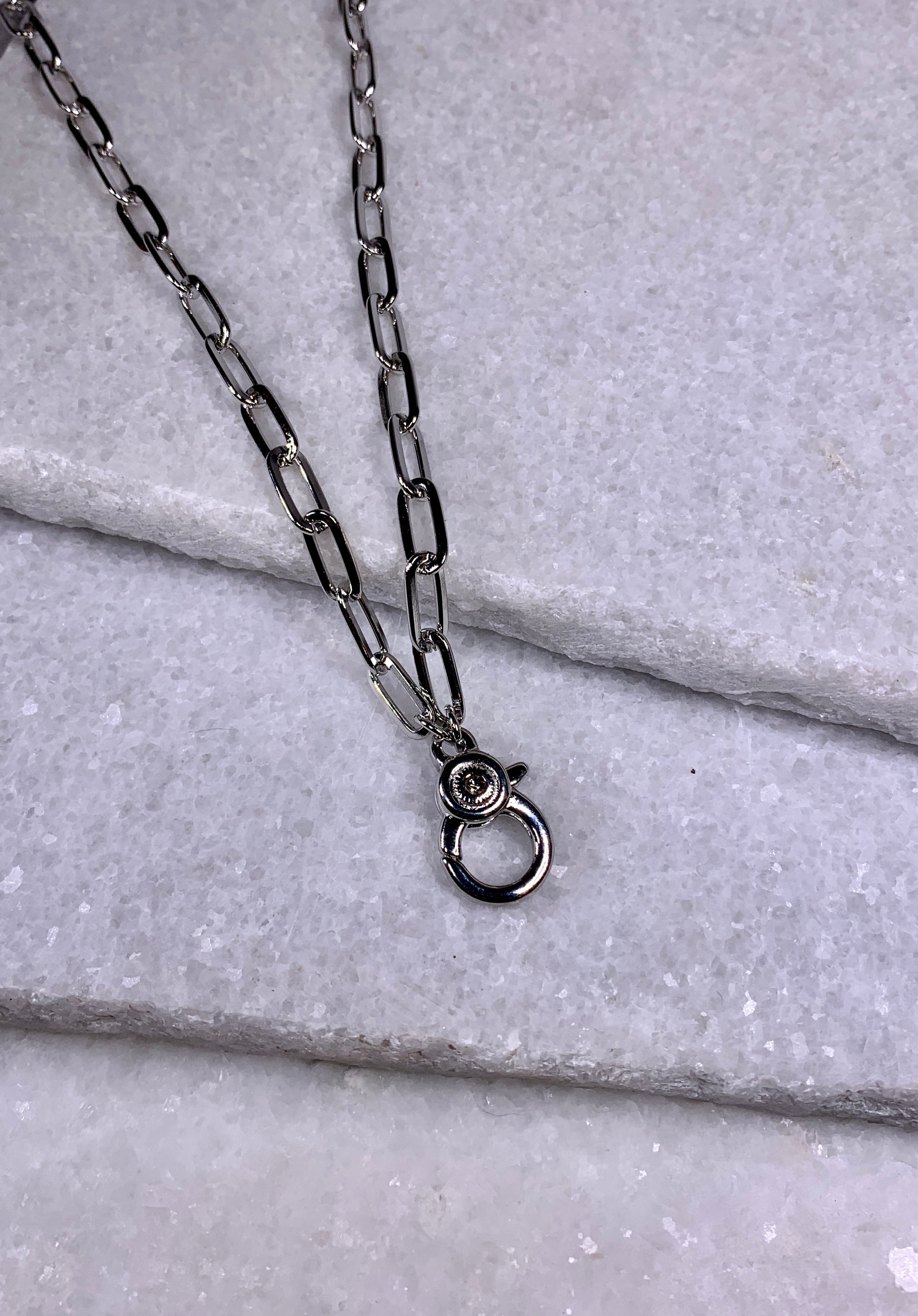 Silver Link Chain w/Charm Clasp - 36" adjustable.