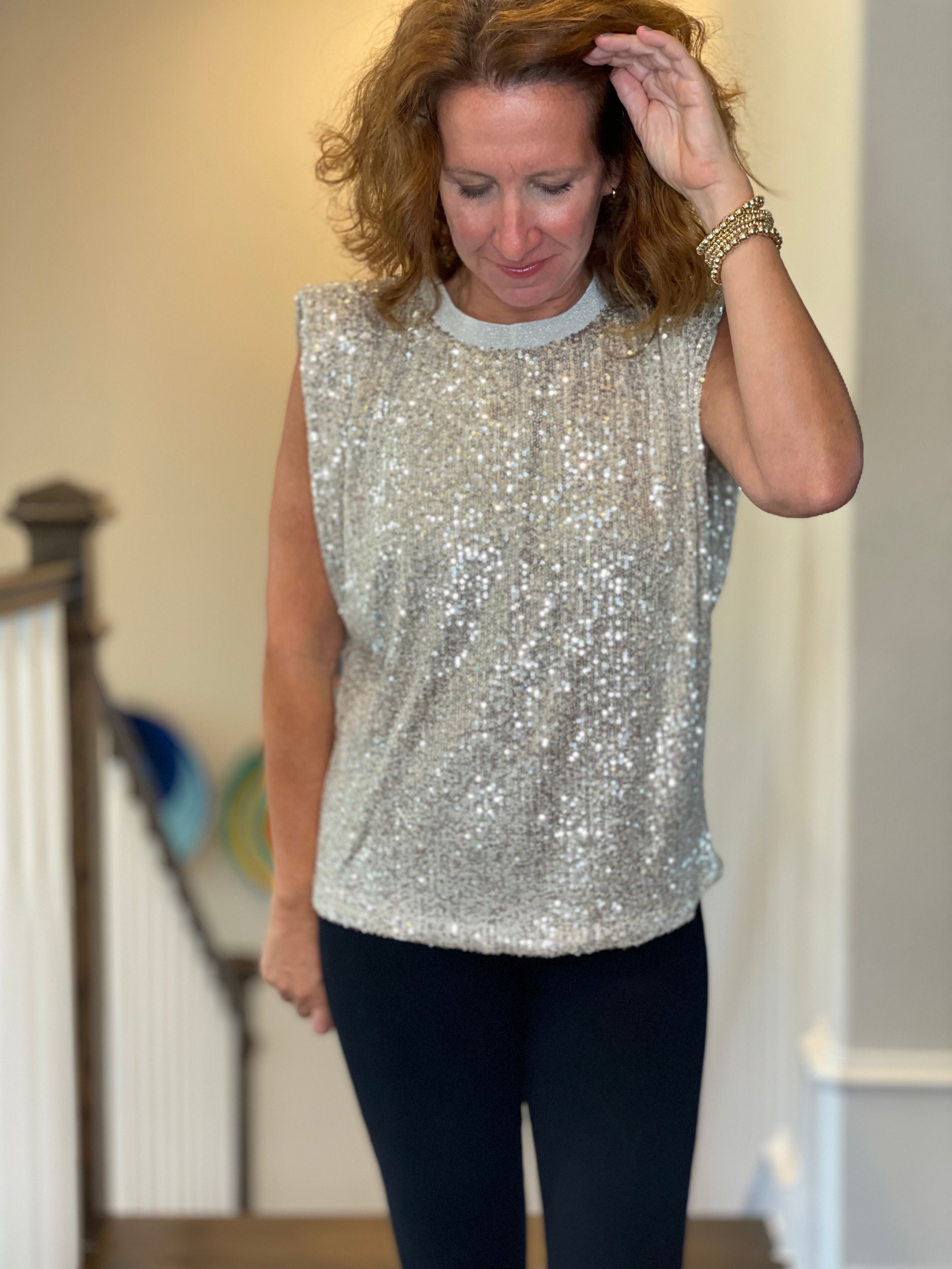 Sequin Sleeveless Top.