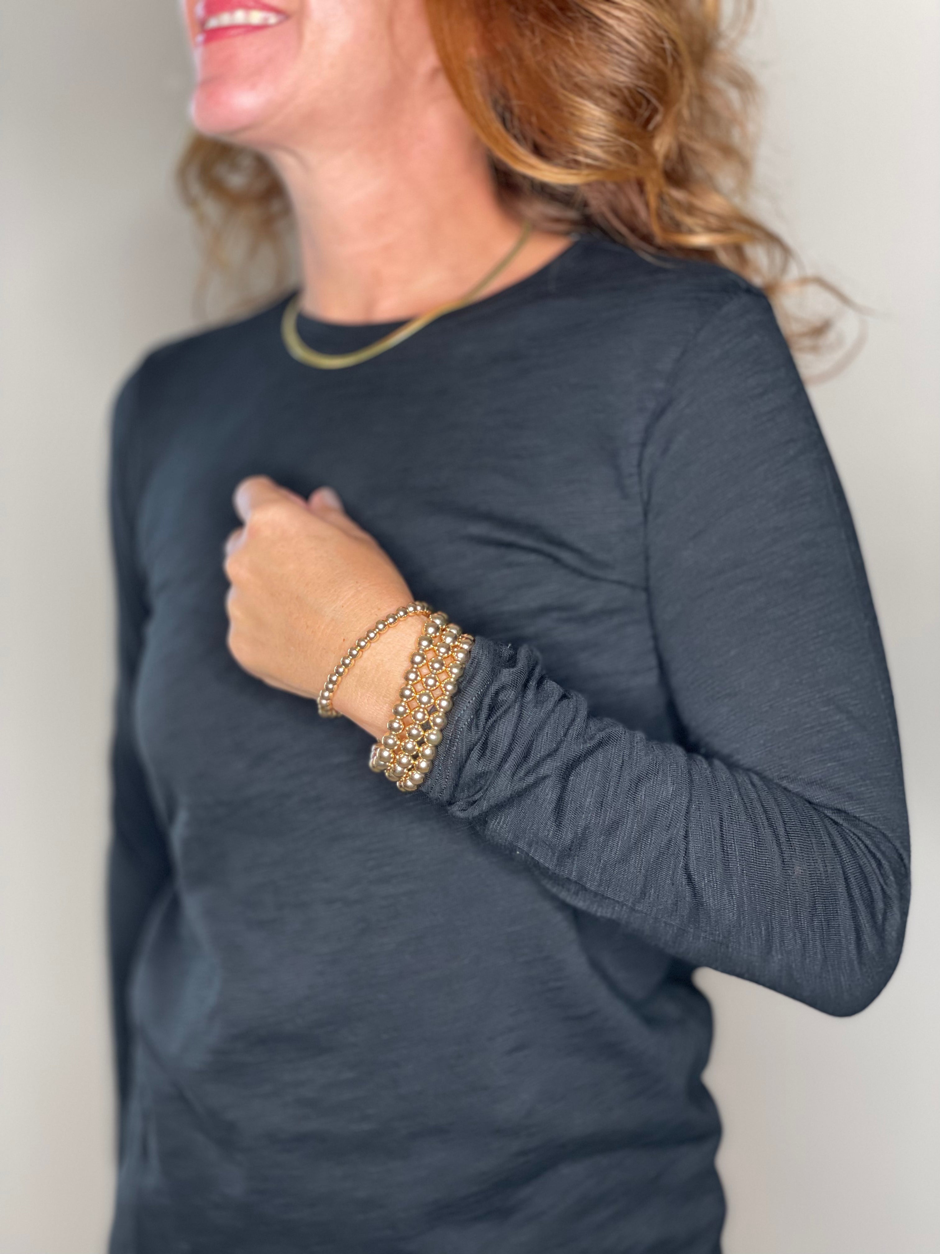 Erin Gray Long Sleeve CYA Crew in Black Slub Tee.