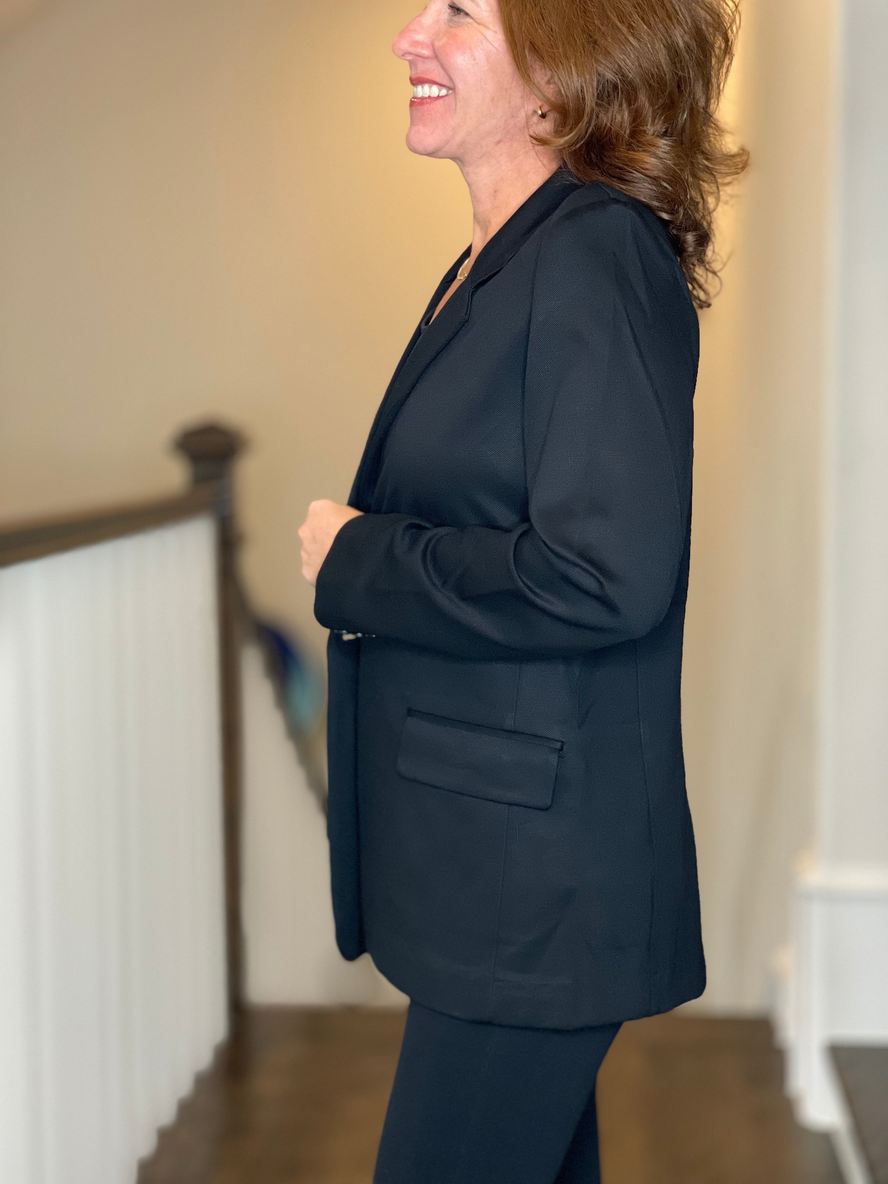 Esqualo Black Twill Blazer.