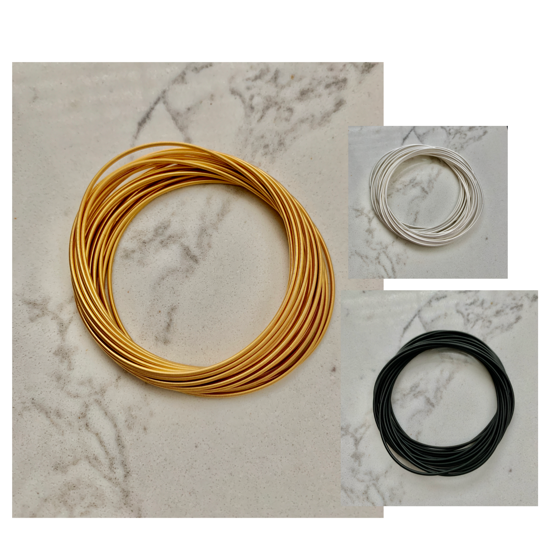 Stainless Steel Black Guitar String Bracelets - Set of 20.