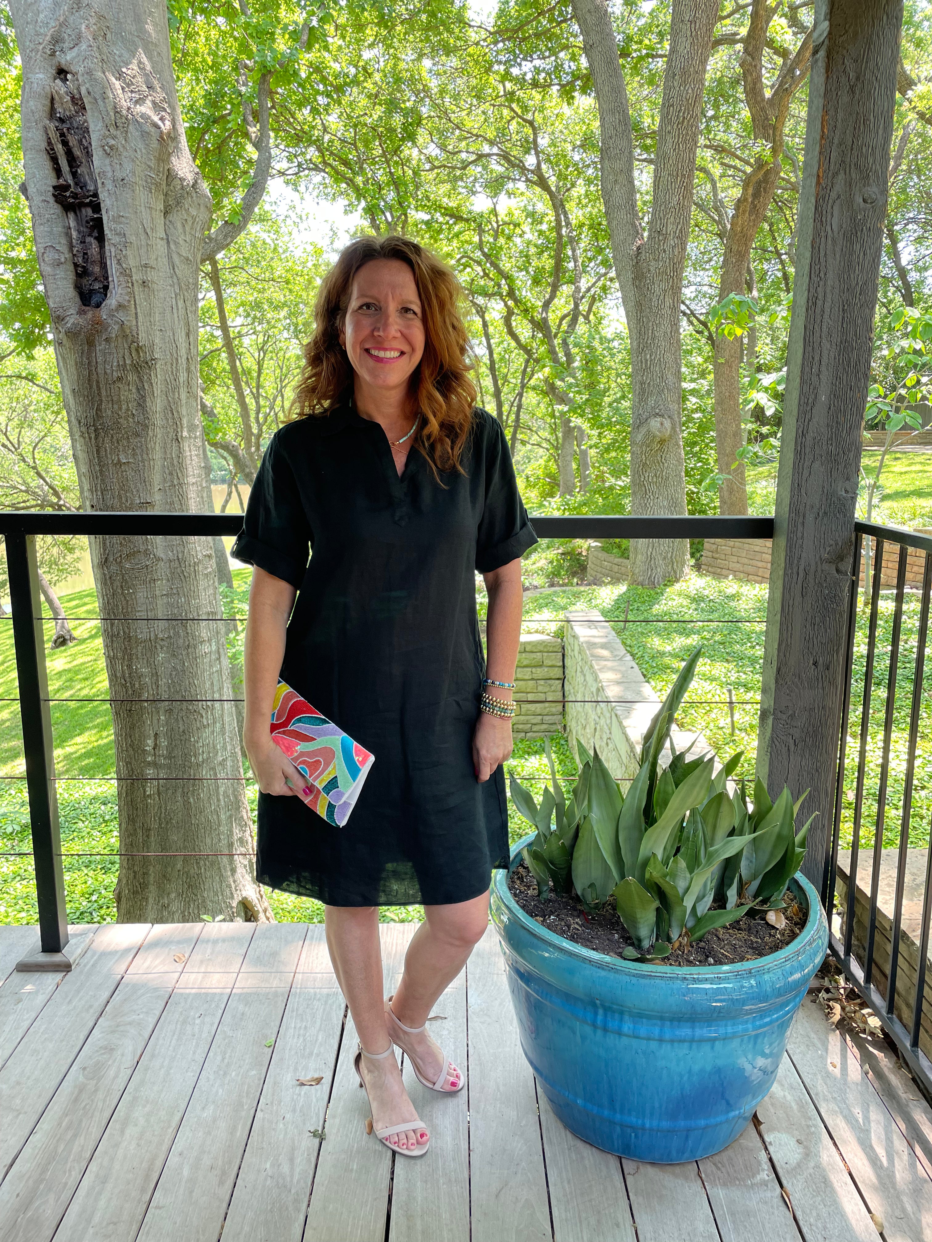 Pure Amici Linen Dress in Black.