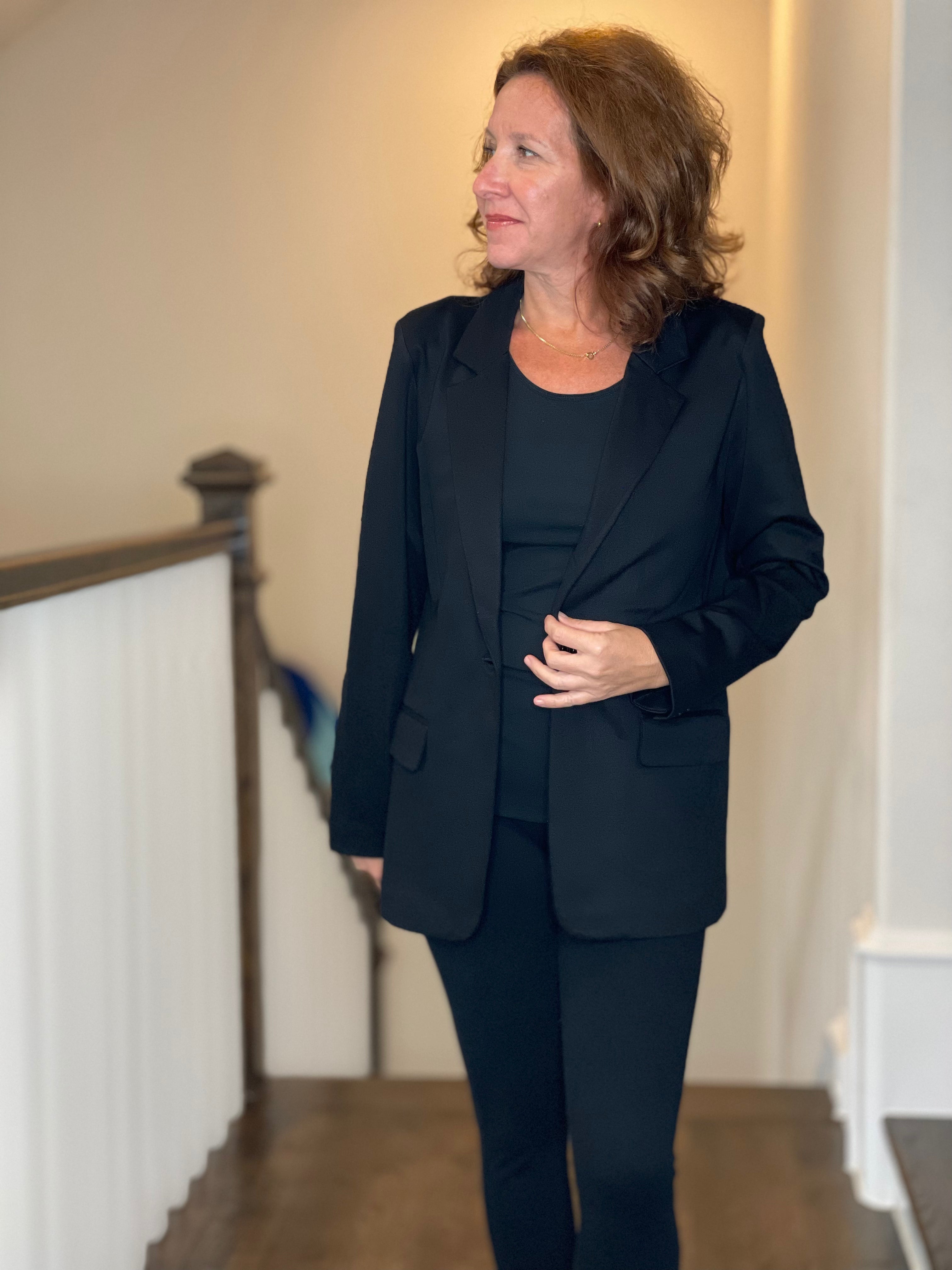 Esqualo Black Twill Blazer.