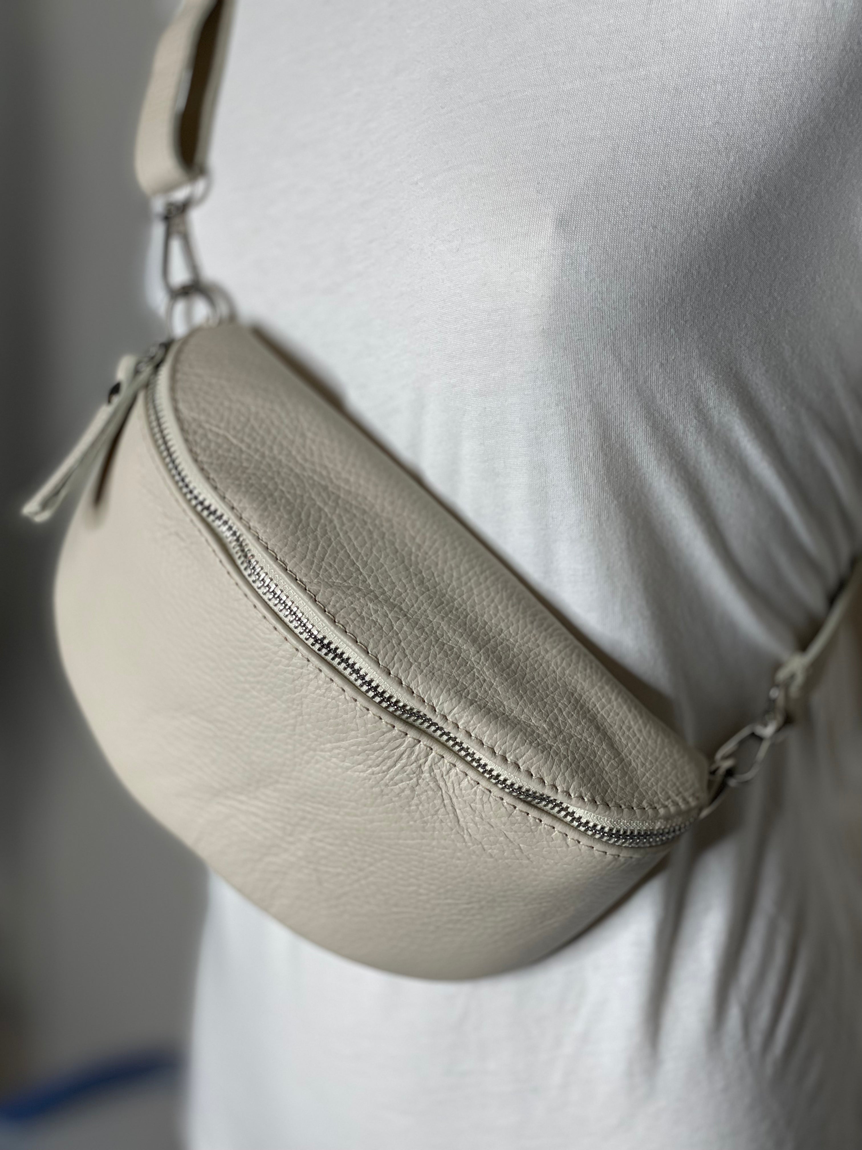 Leather Crossbody Bag in Buff.