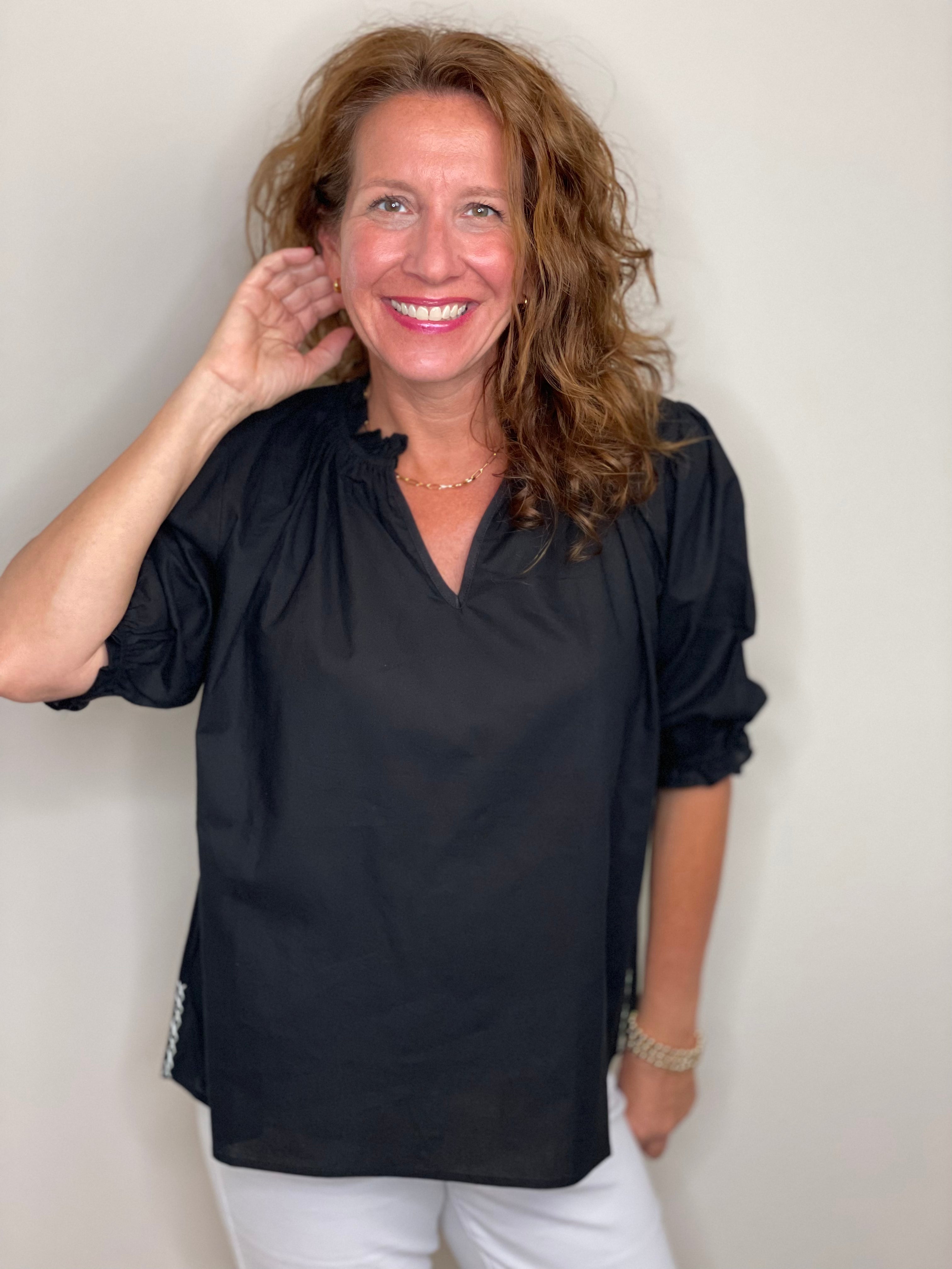 Caryn Lawn Erin Top in Black.