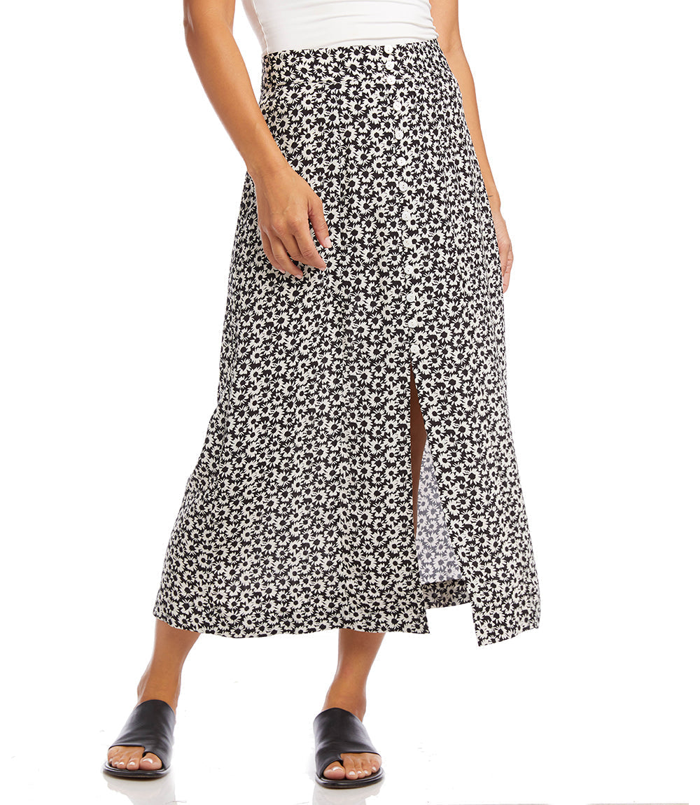 Karen Kane Button Front Midi Skirt.