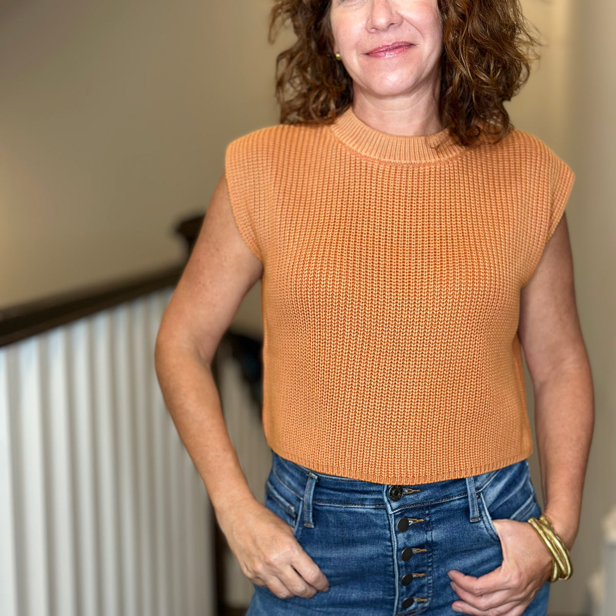 Callahan Beatrice Top In Orange Peel Cas Curate Admire Style