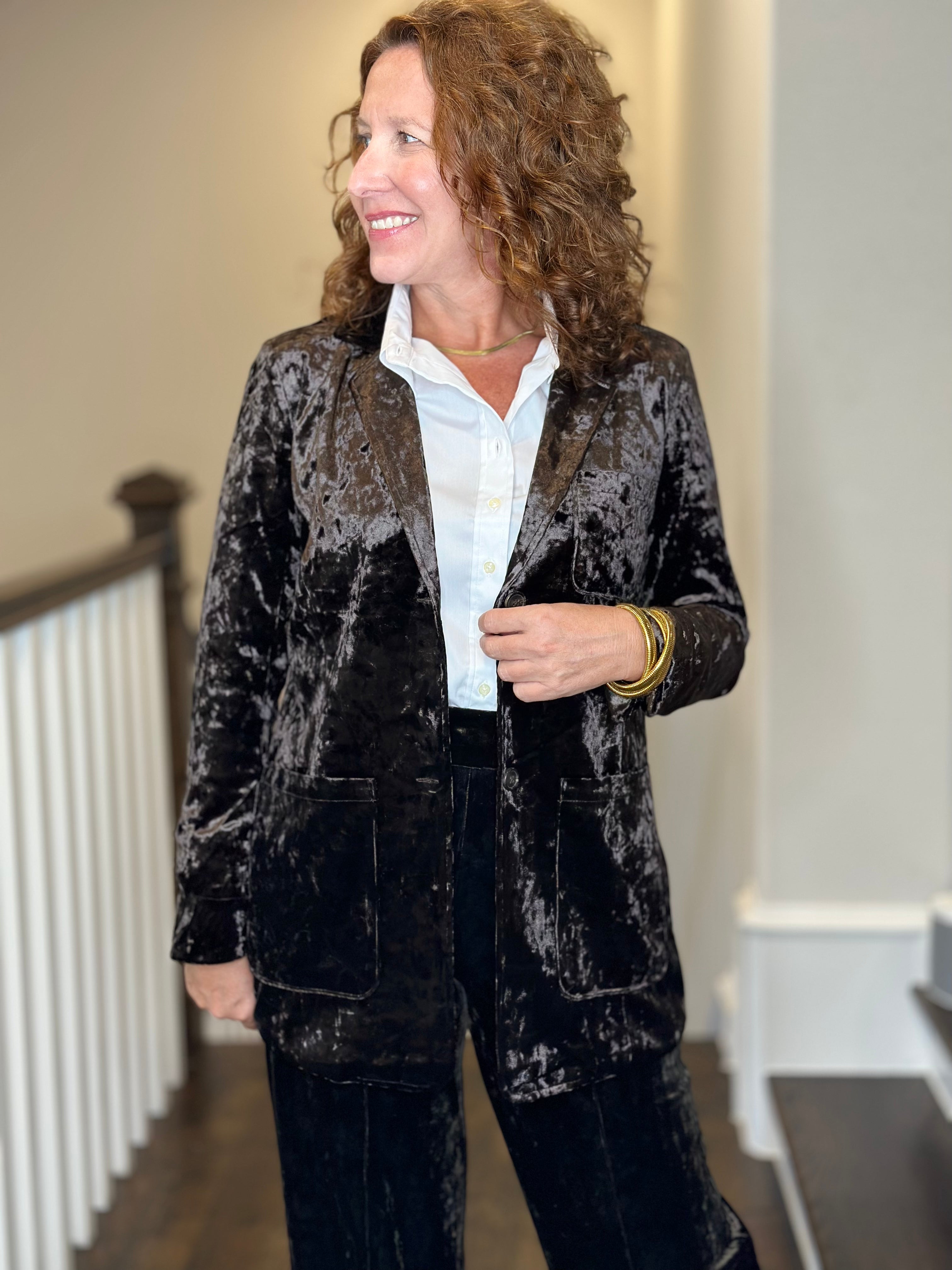 Crushed velvet suit sales