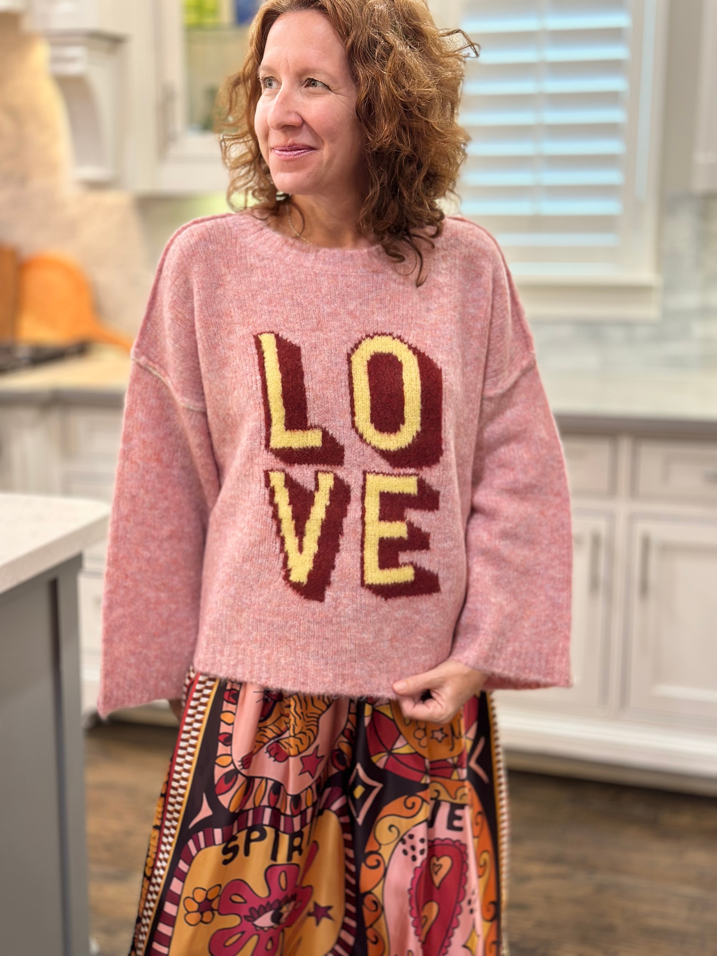 Love sweater pink best sale