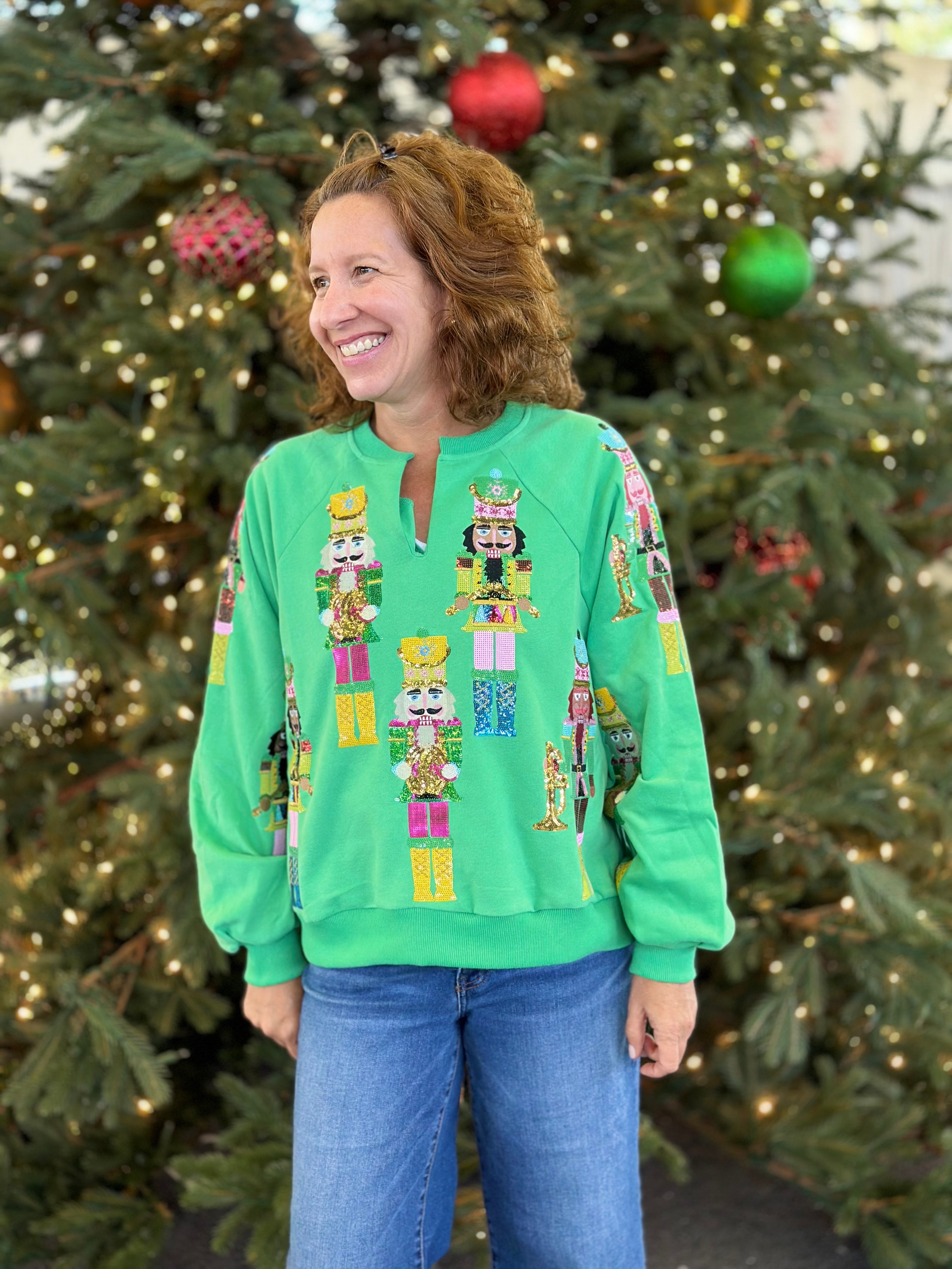 Queen of Sparkles Nutcracker Sweatshirt in Green Large