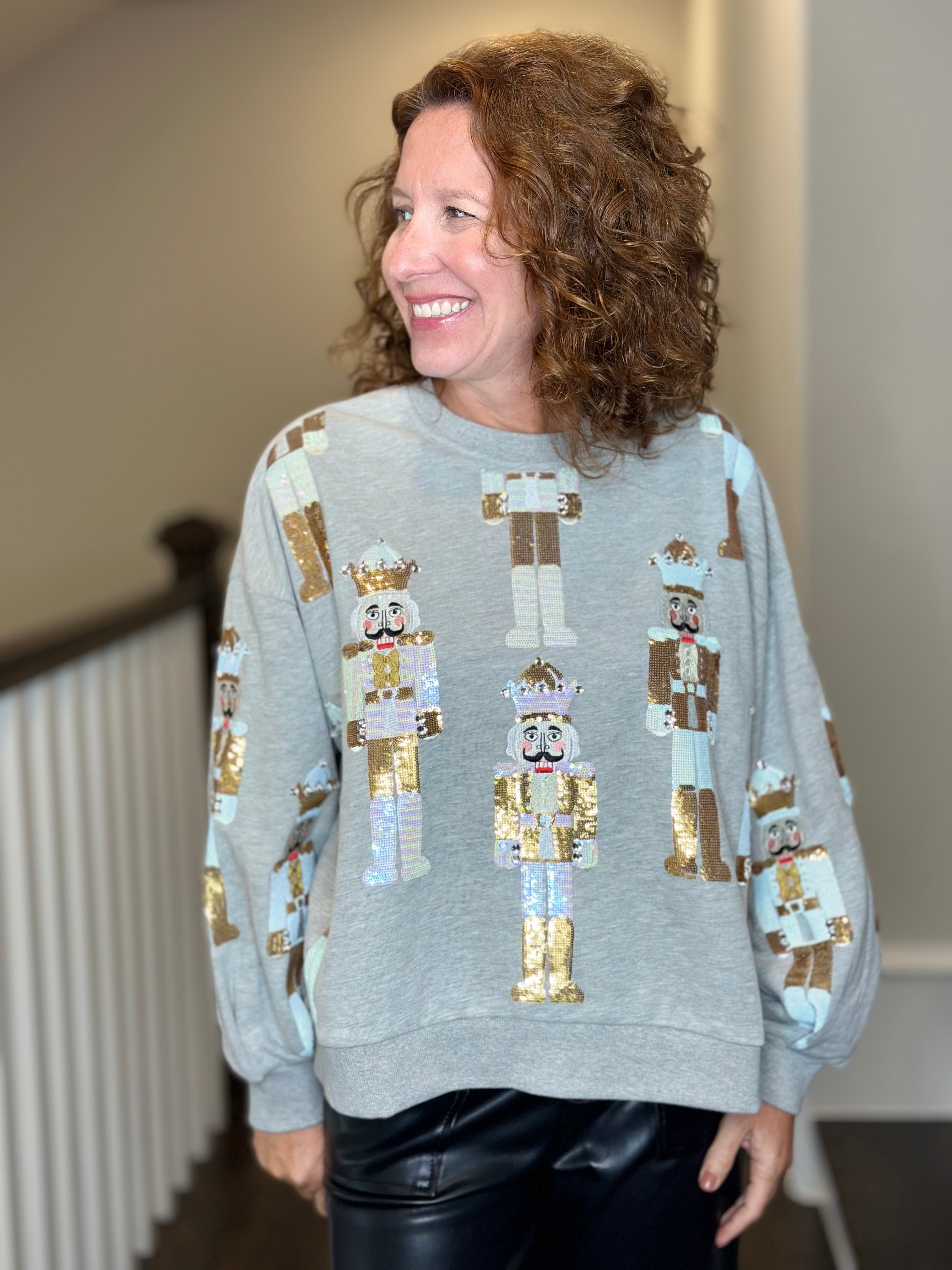 Queen of Sparkles Nutcracker Sweatshirt in Grey & Gold CAS curate