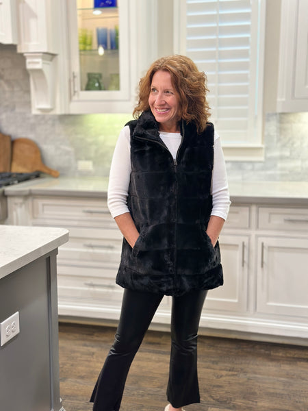 Dylan Classic Fur Long Vest in Black (Reversible) – CAS curate