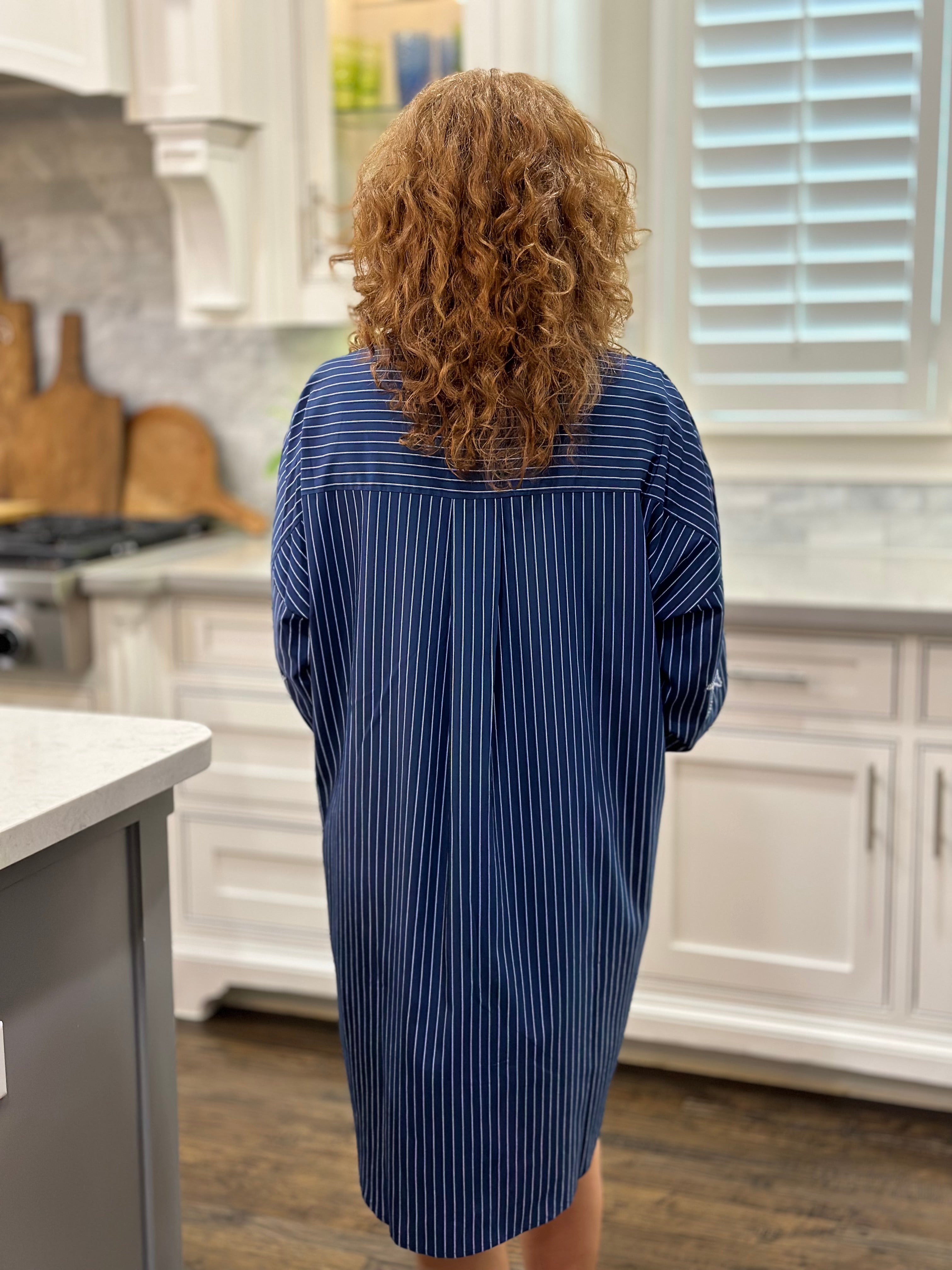 Caryn Lawn Preppy Stripe Dress in Navy Caryn Lawn Preppy Stripe Dress in Navy
