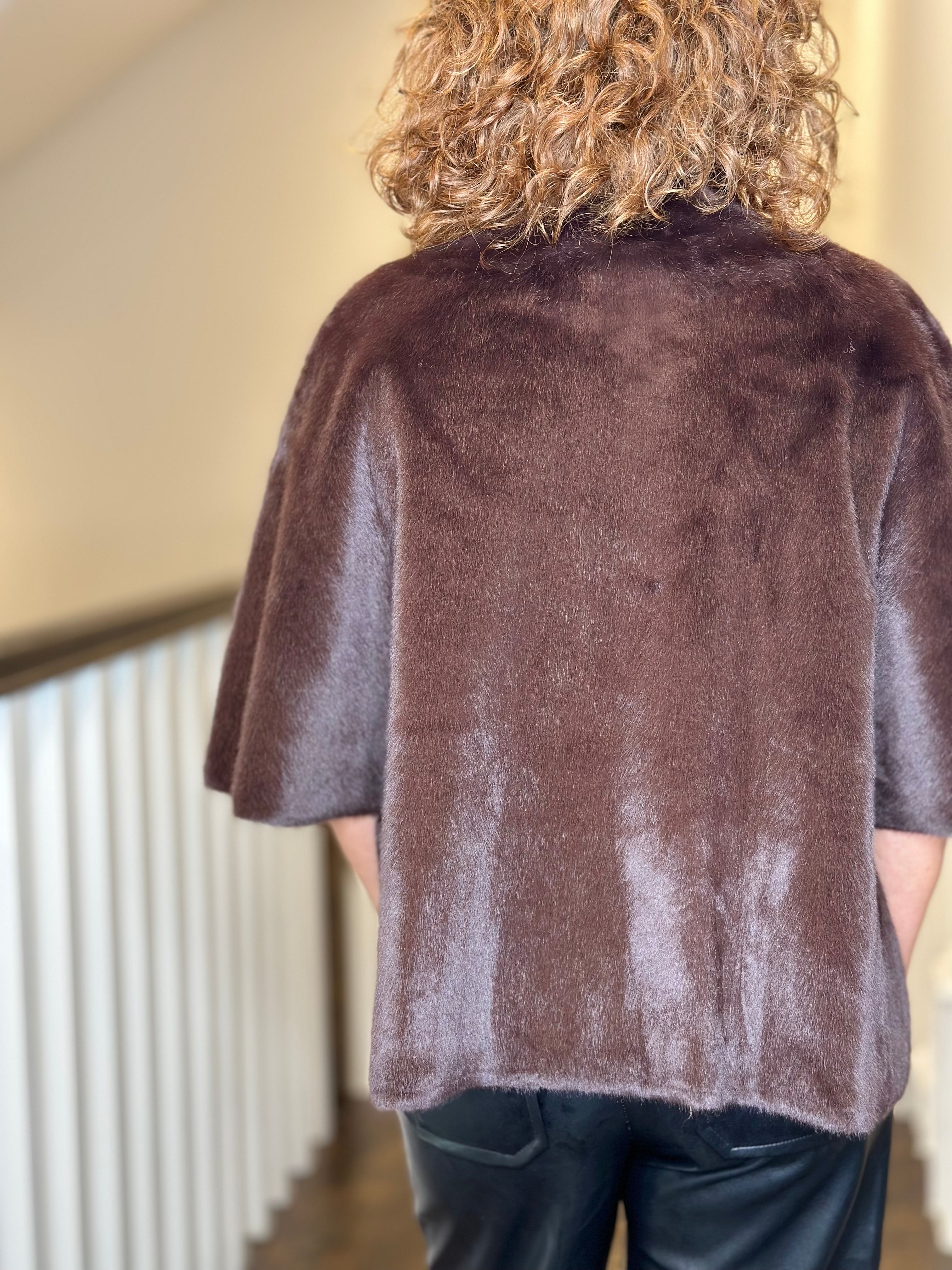 Love Token Violet Topper Faux Fur Jacket in Brown Small